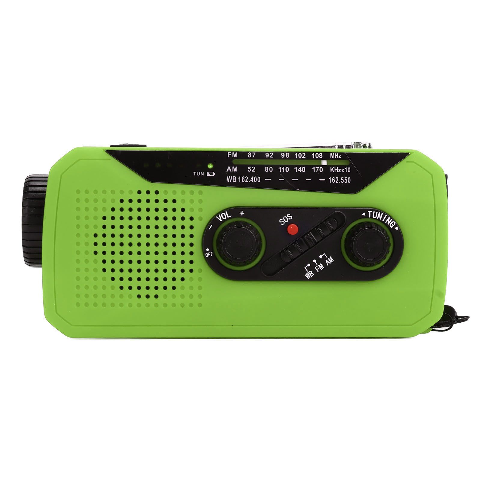 Emergency Radio Hand Power Generation Solar Radio with LED Flashlight 2000mah Charging for Camping HikingGreen US Type - Image 5