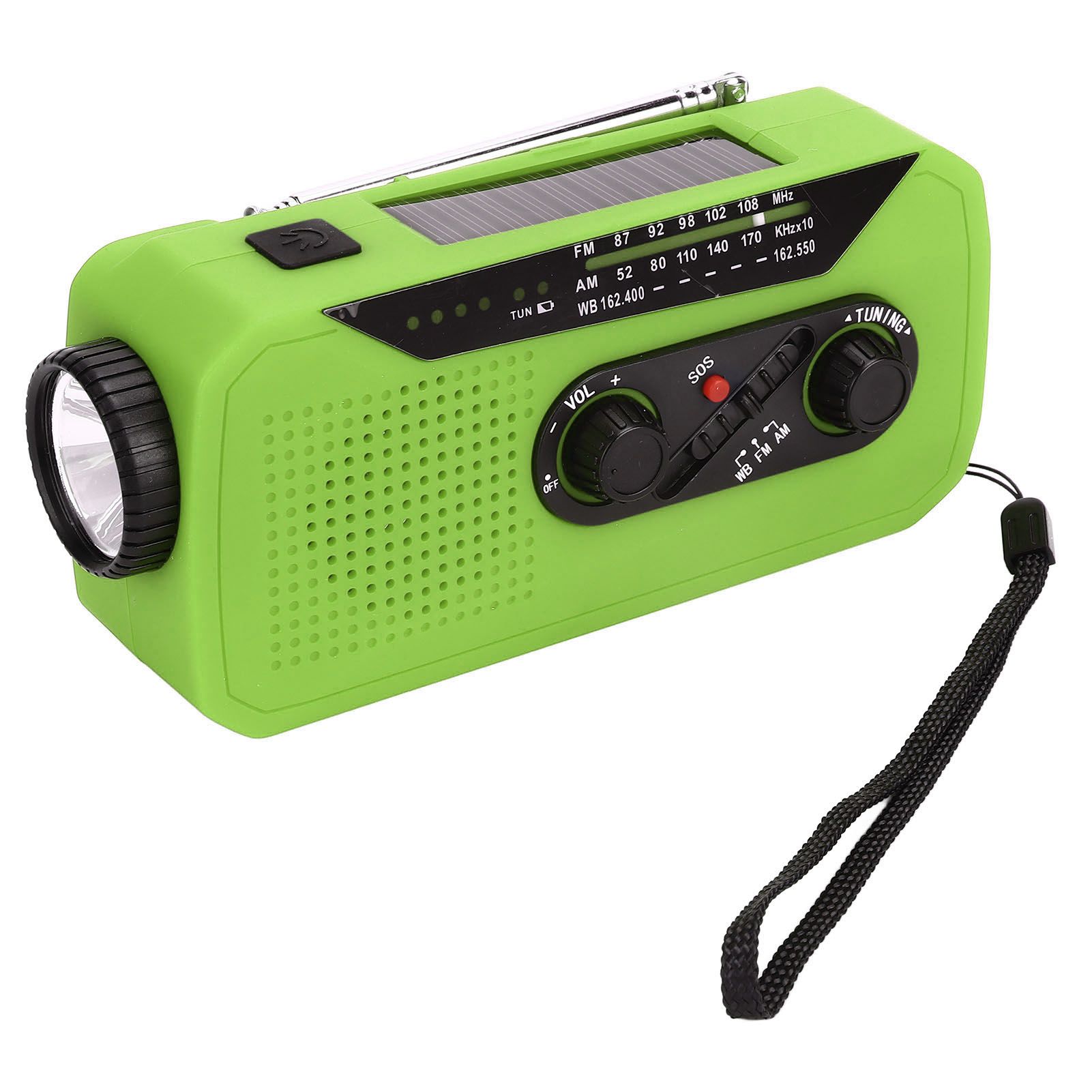 Emergency Radio Hand Power Generation Solar Radio with LED Flashlight 2000mah Charging for Camping HikingGreen US Type - Image 6