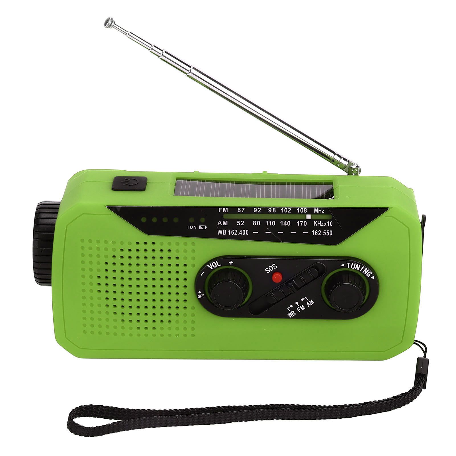 Emergency Radio Hand Power Generation Solar Radio with LED Flashlight 2000mah Charging for Camping HikingGreen US Type - Image 7