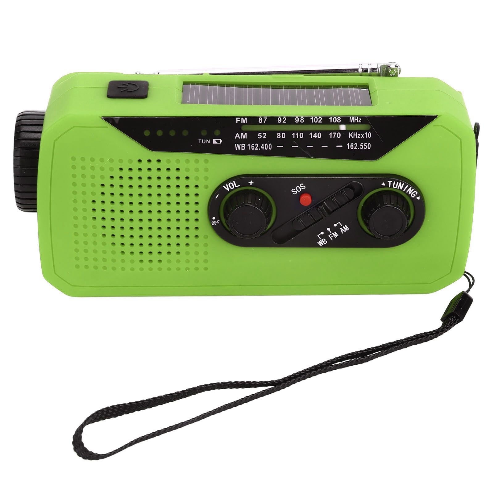 Emergency Radio Hand Power Generation Solar Radio with LED Flashlight 2000mah Charging for Camping HikingGreen US Type - Image 8