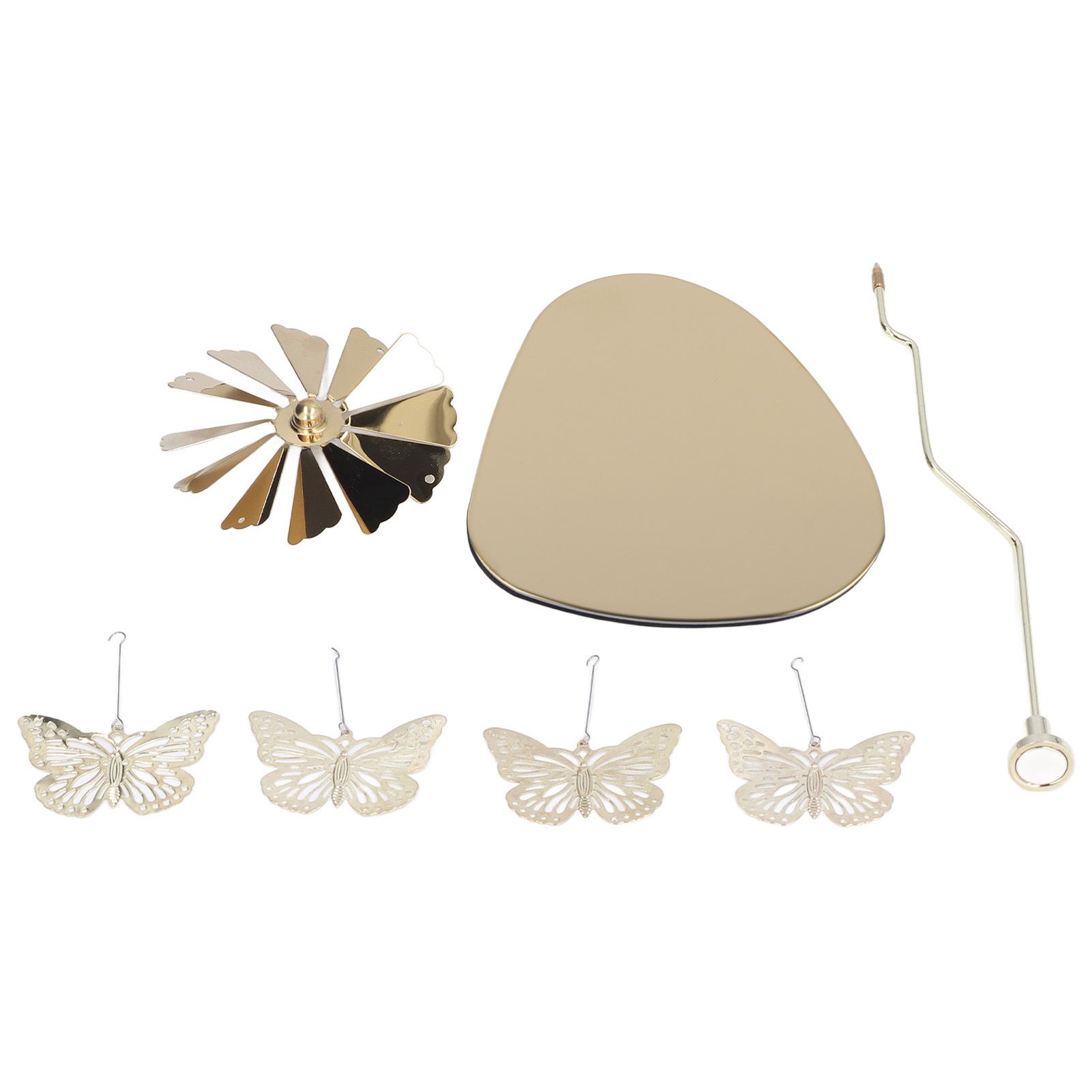 Candle Holder Round Triangle Tray Romantic European Style Stainless Steel Rotating Aromatherapy Wind Chime Candle Holder Butterfly - Image 1