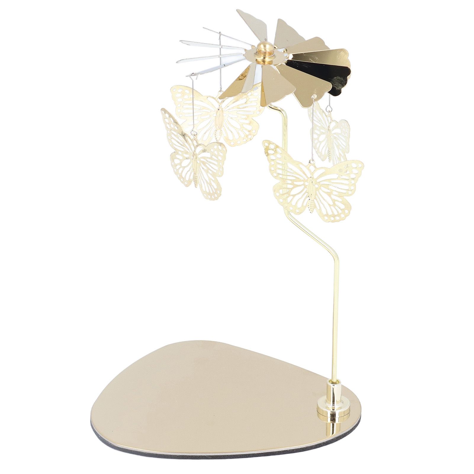 Candle Holder Round Triangle Tray Romantic European Style Stainless Steel Rotating Aromatherapy Wind Chime Candle Holder Butterfly - Image 2