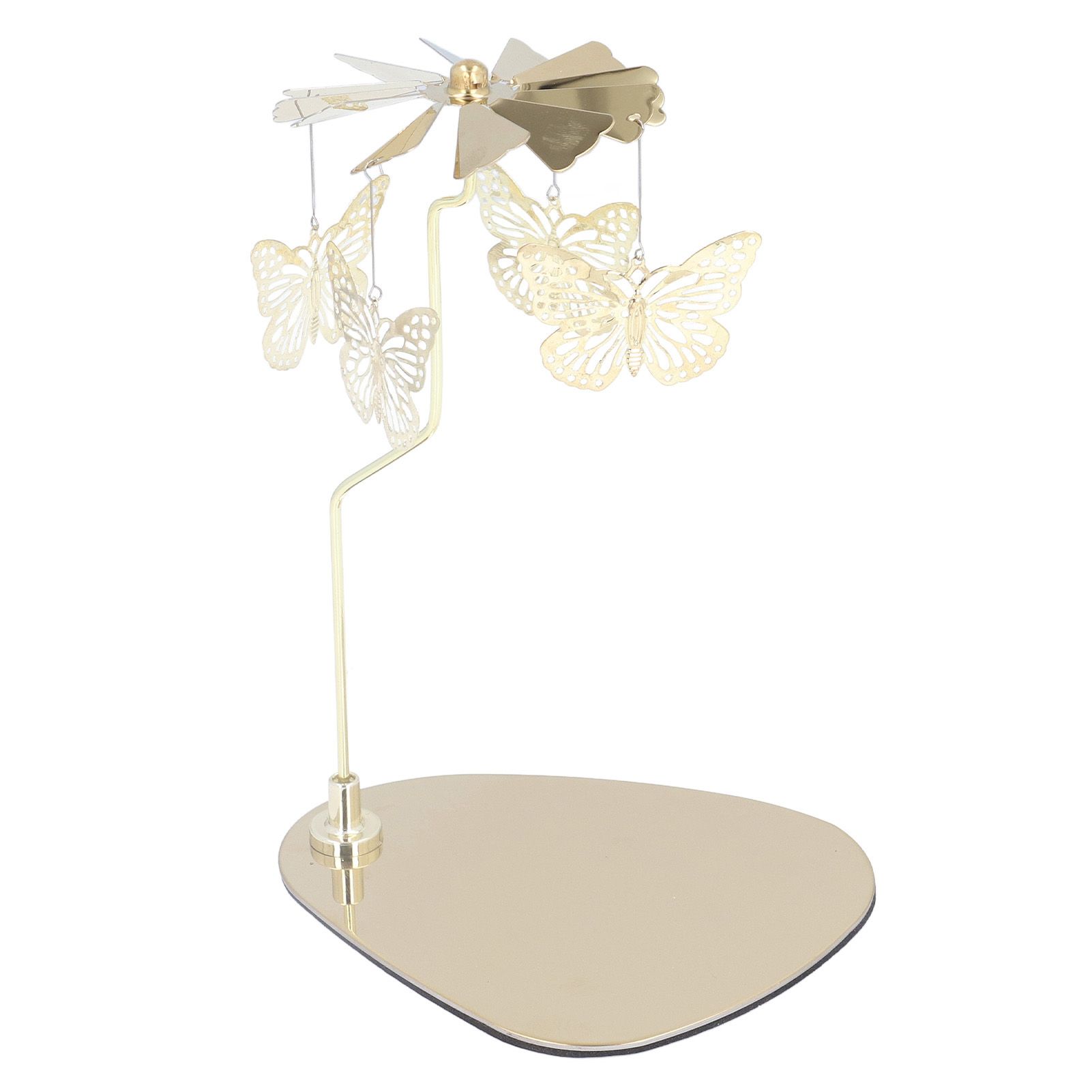 Candle Holder Round Triangle Tray Romantic European Style Stainless Steel Rotating Aromatherapy Wind Chime Candle Holder Butterfly - Image 3