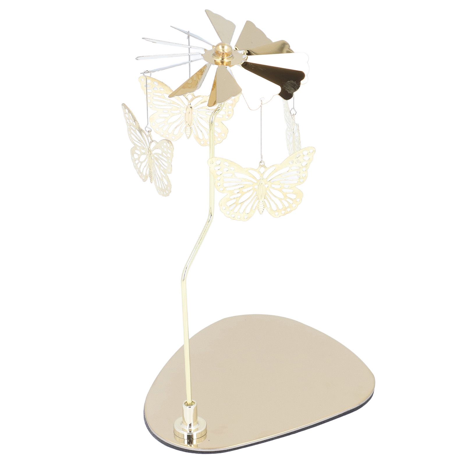 Candle Holder Round Triangle Tray Romantic European Style Stainless Steel Rotating Aromatherapy Wind Chime Candle Holder Butterfly - Image 4