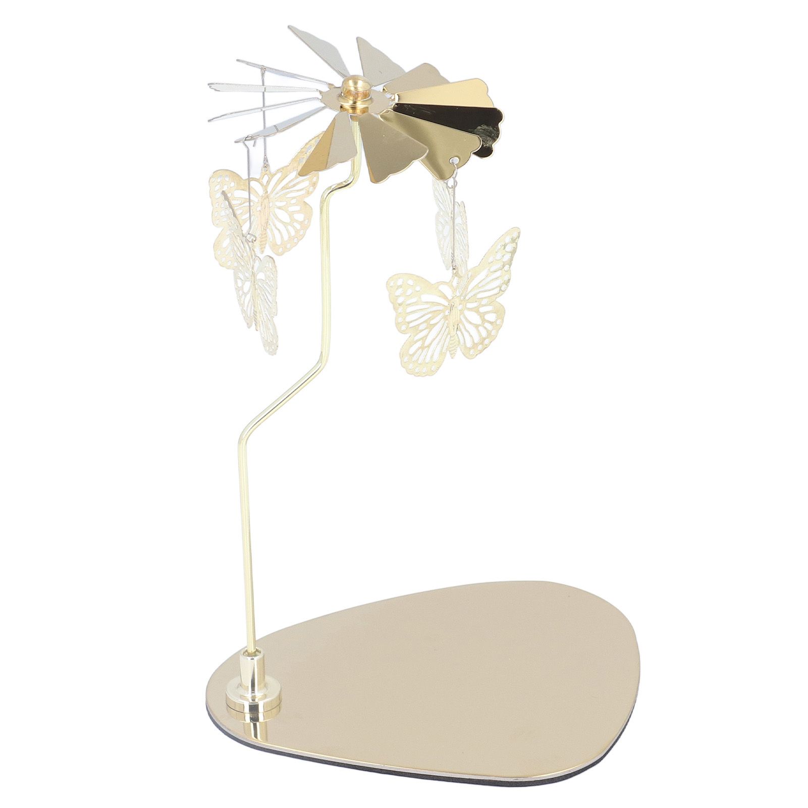 Candle Holder Round Triangle Tray Romantic European Style Stainless Steel Rotating Aromatherapy Wind Chime Candle Holder Butterfly - Image 5