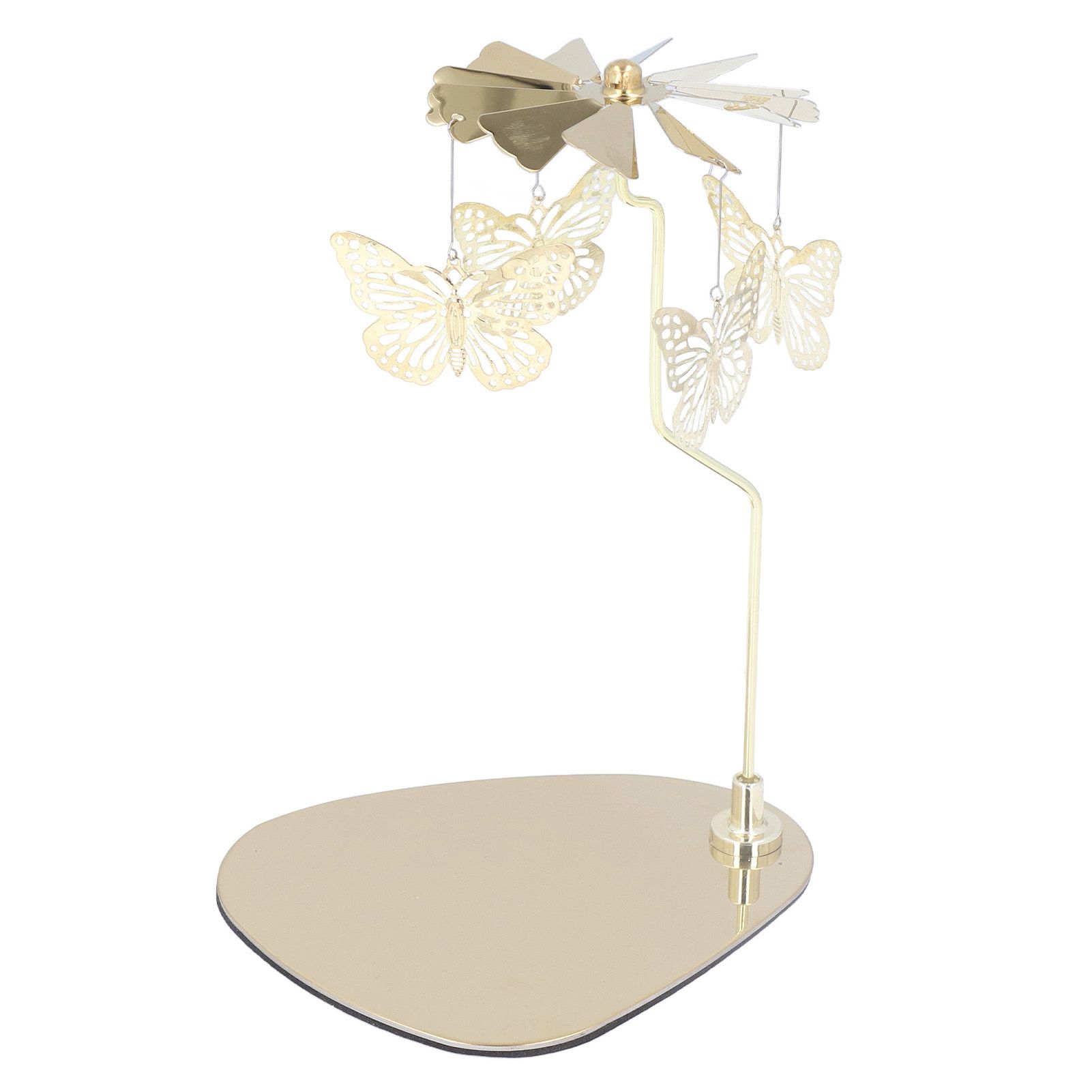 Candle Holder Round Triangle Tray Romantic European Style Stainless Steel Rotating Aromatherapy Wind Chime Candle Holder Butterfly - Image 6