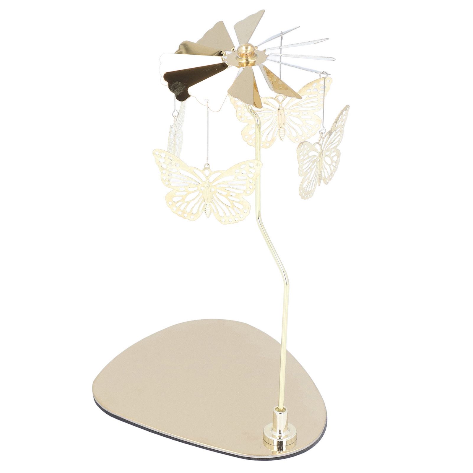 Candle Holder Round Triangle Tray Romantic European Style Stainless Steel Rotating Aromatherapy Wind Chime Candle Holder Butterfly - Image 8