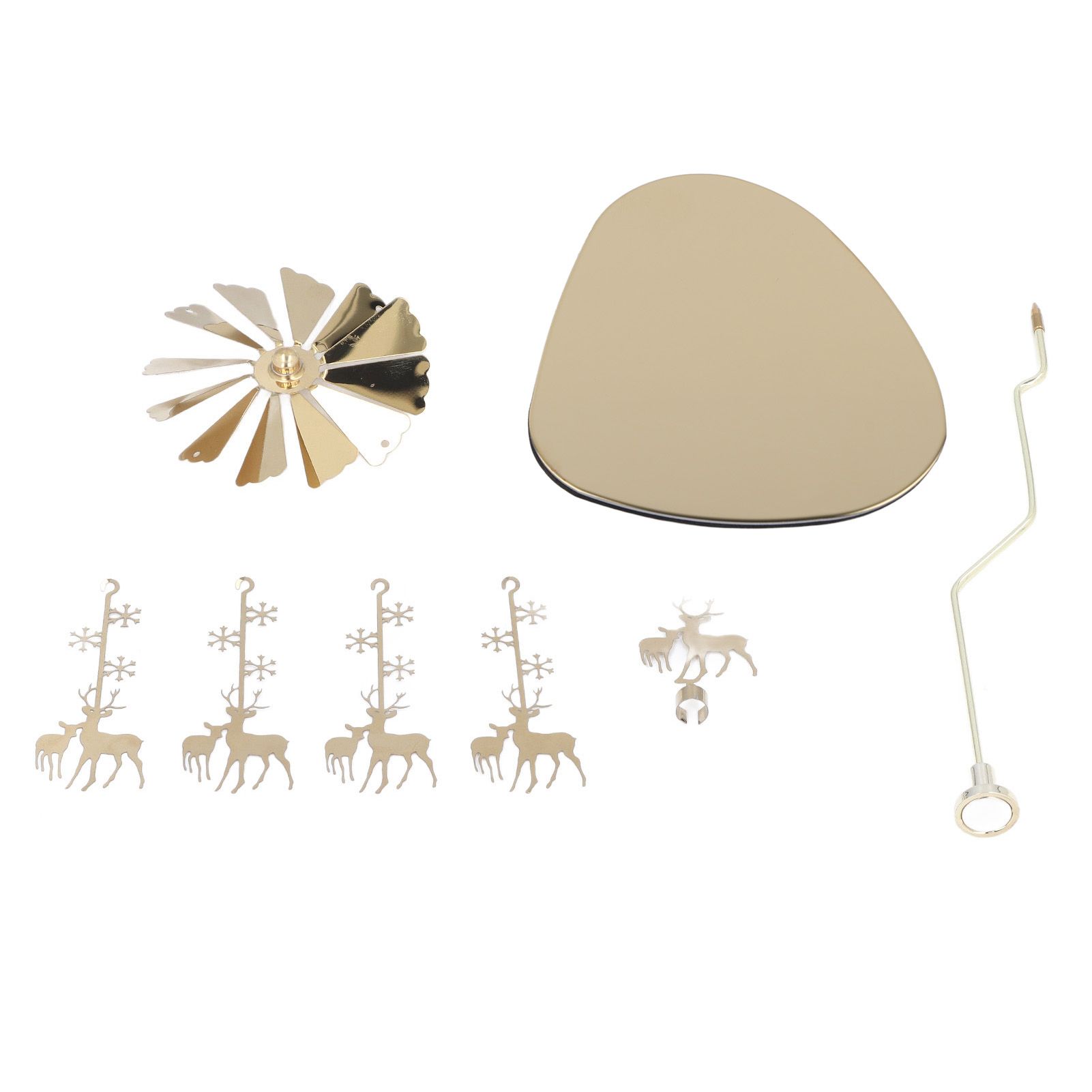 Candle Holder Round Triangle Tray Romantic European Style Stainless Steel Rotating Aromatherapy Wind Chime Candle Holder Snowflake Deer - Image 1