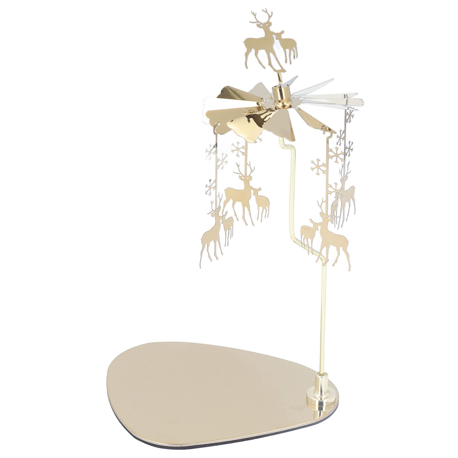 Candle Holder Round Triangle Tray Romantic European Style Stainless Steel Rotating Aromatherapy Wind Chime Candle Holder Snowflake Deer - Image 2