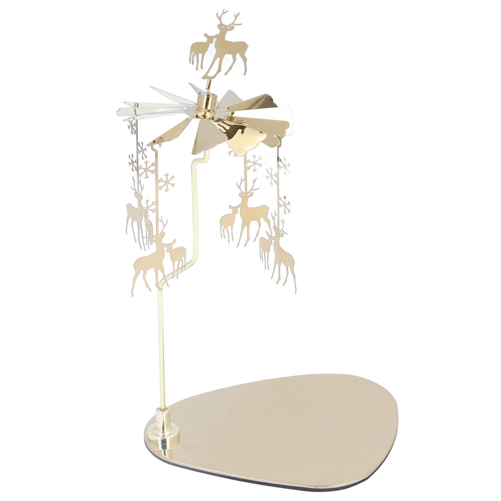 Candle Holder Round Triangle Tray Romantic European Style Stainless Steel Rotating Aromatherapy Wind Chime Candle Holder Snowflake Deer - Image 3