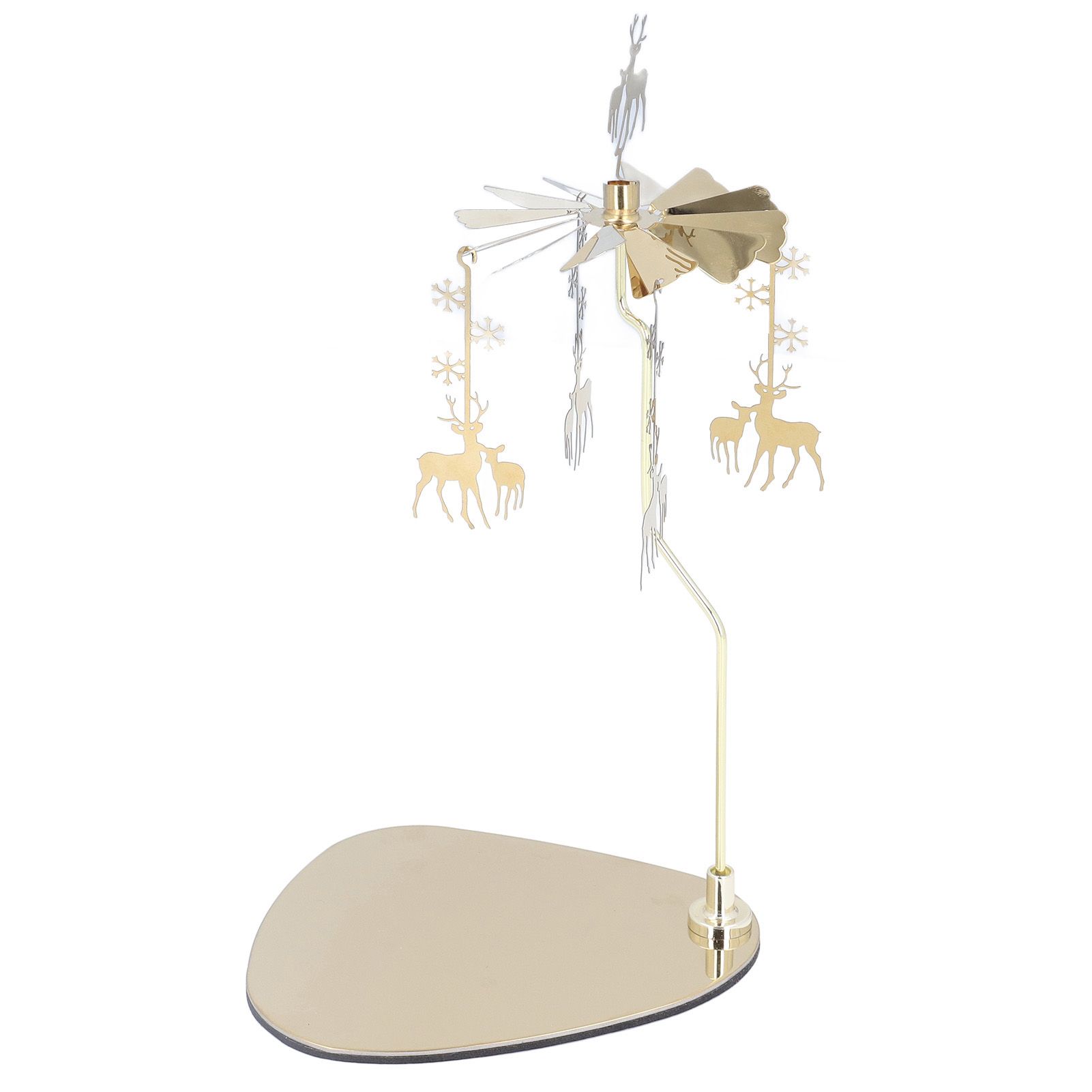 Candle Holder Round Triangle Tray Romantic European Style Stainless Steel Rotating Aromatherapy Wind Chime Candle Holder Snowflake Deer - Image 4