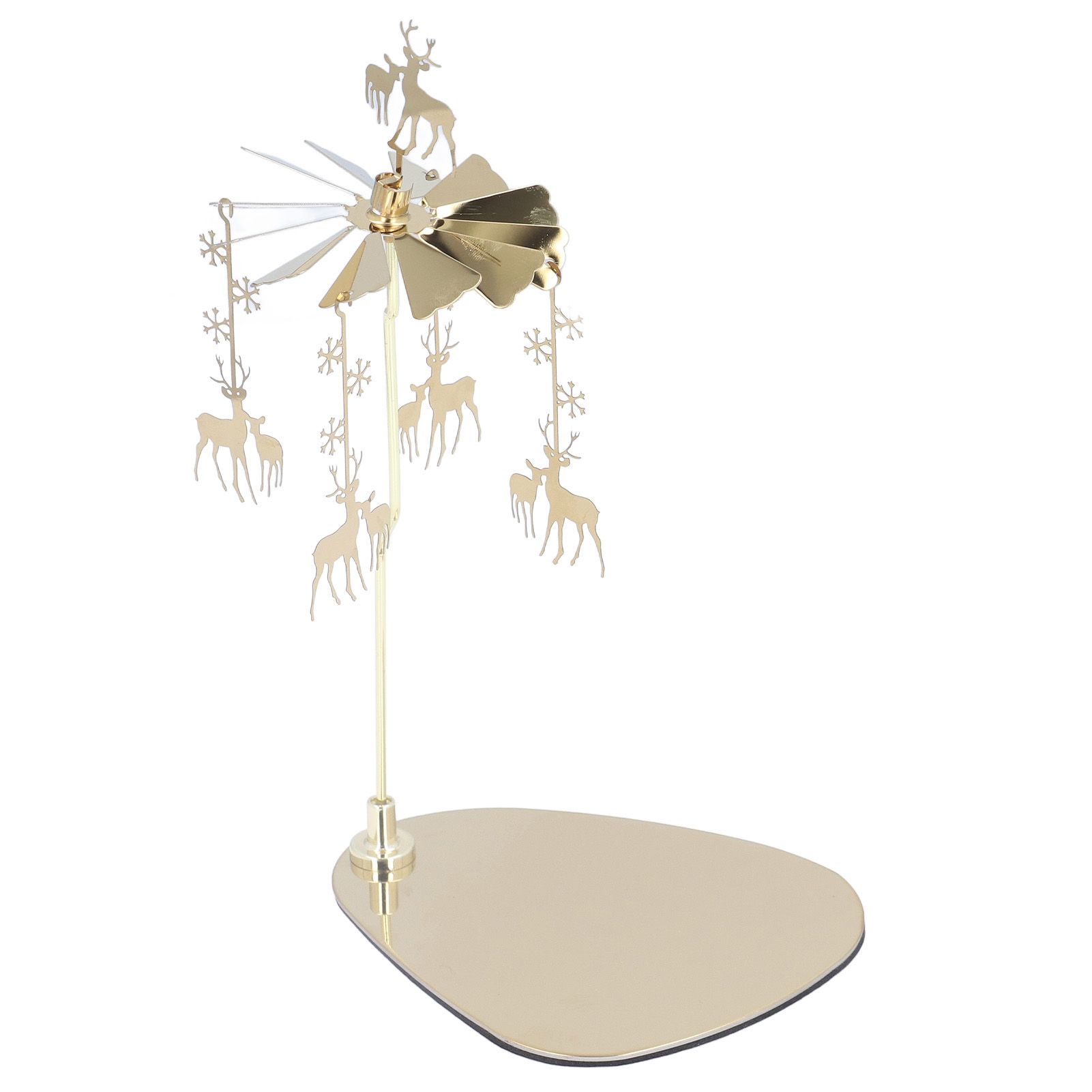Candle Holder Round Triangle Tray Romantic European Style Stainless Steel Rotating Aromatherapy Wind Chime Candle Holder Snowflake Deer - Image 5