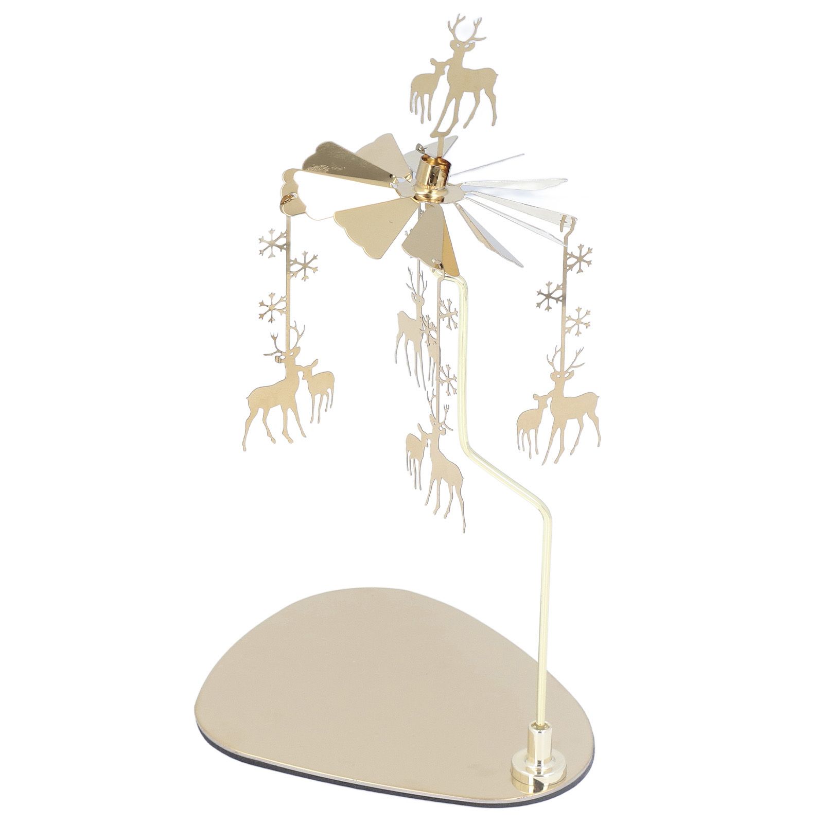 Candle Holder Round Triangle Tray Romantic European Style Stainless Steel Rotating Aromatherapy Wind Chime Candle Holder Snowflake Deer - Image 6