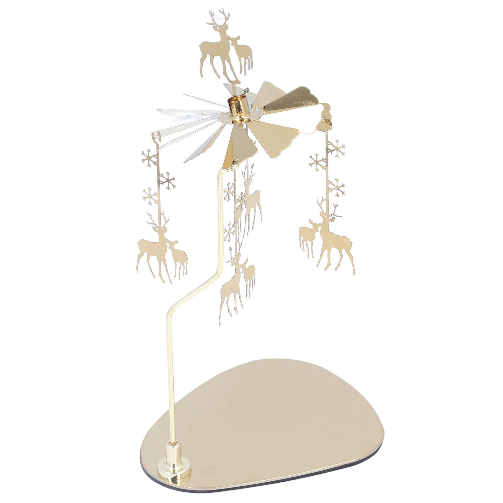 Candle Holder Round Triangle Tray Romantic European Style Stainless Steel Rotating Aromatherapy Wind Chime Candle Holder Snowflake Deer - Image 7