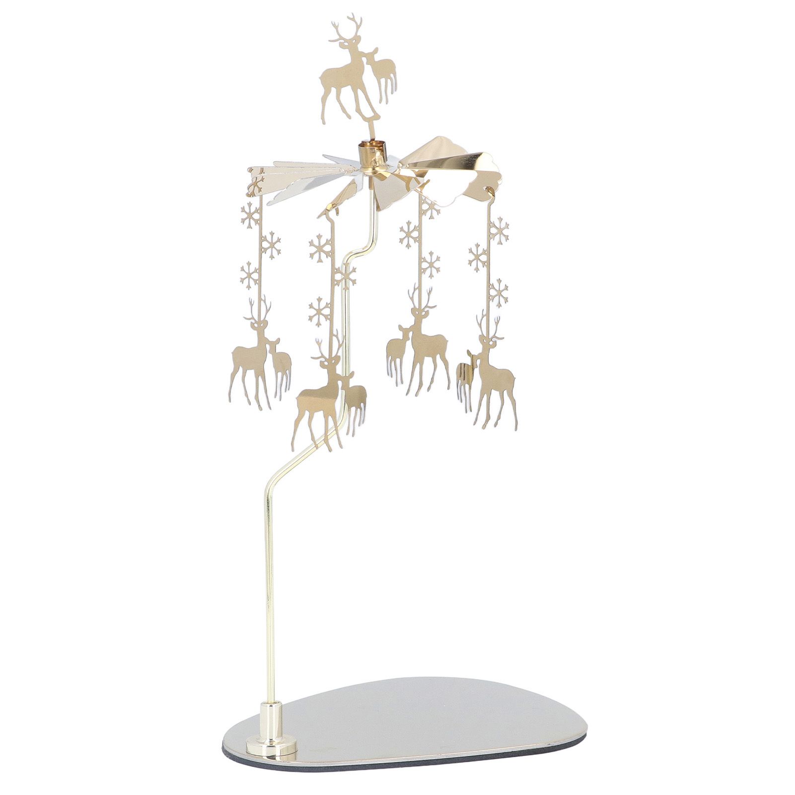 Candle Holder Round Triangle Tray Romantic European Style Stainless Steel Rotating Aromatherapy Wind Chime Candle Holder Snowflake Deer - Image 8