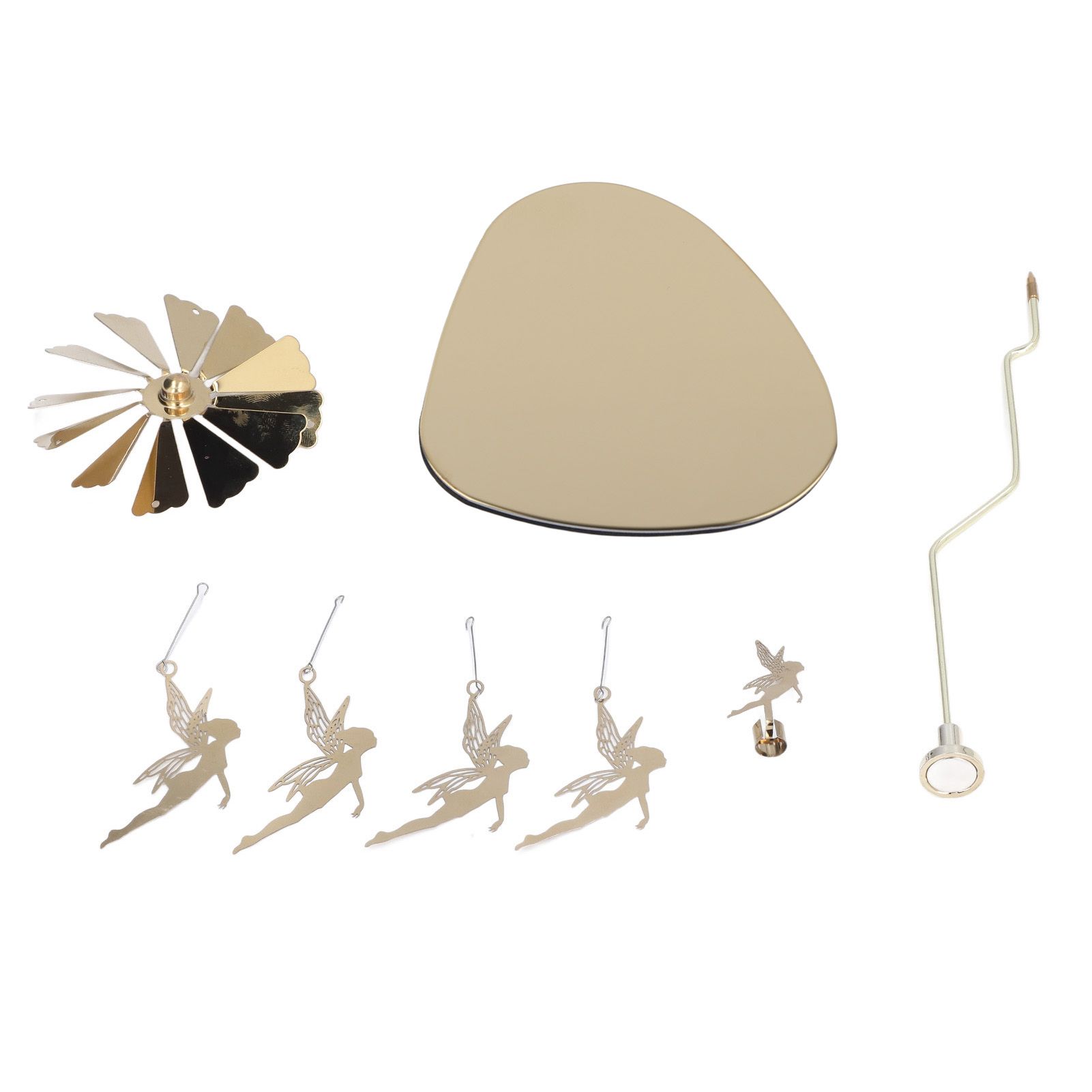 Candle Holder Round Triangle Tray Romantic European Style Stainless Steel Rotating Aromatherapy Wind Chime Candle Holder Little Fairy - Image 1