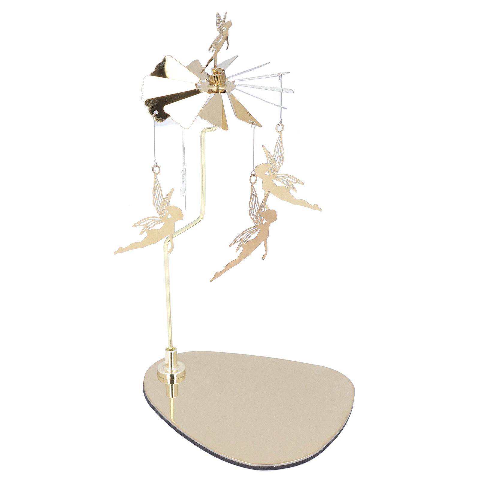 Candle Holder Round Triangle Tray Romantic European Style Stainless Steel Rotating Aromatherapy Wind Chime Candle Holder Little Fairy - Image 2