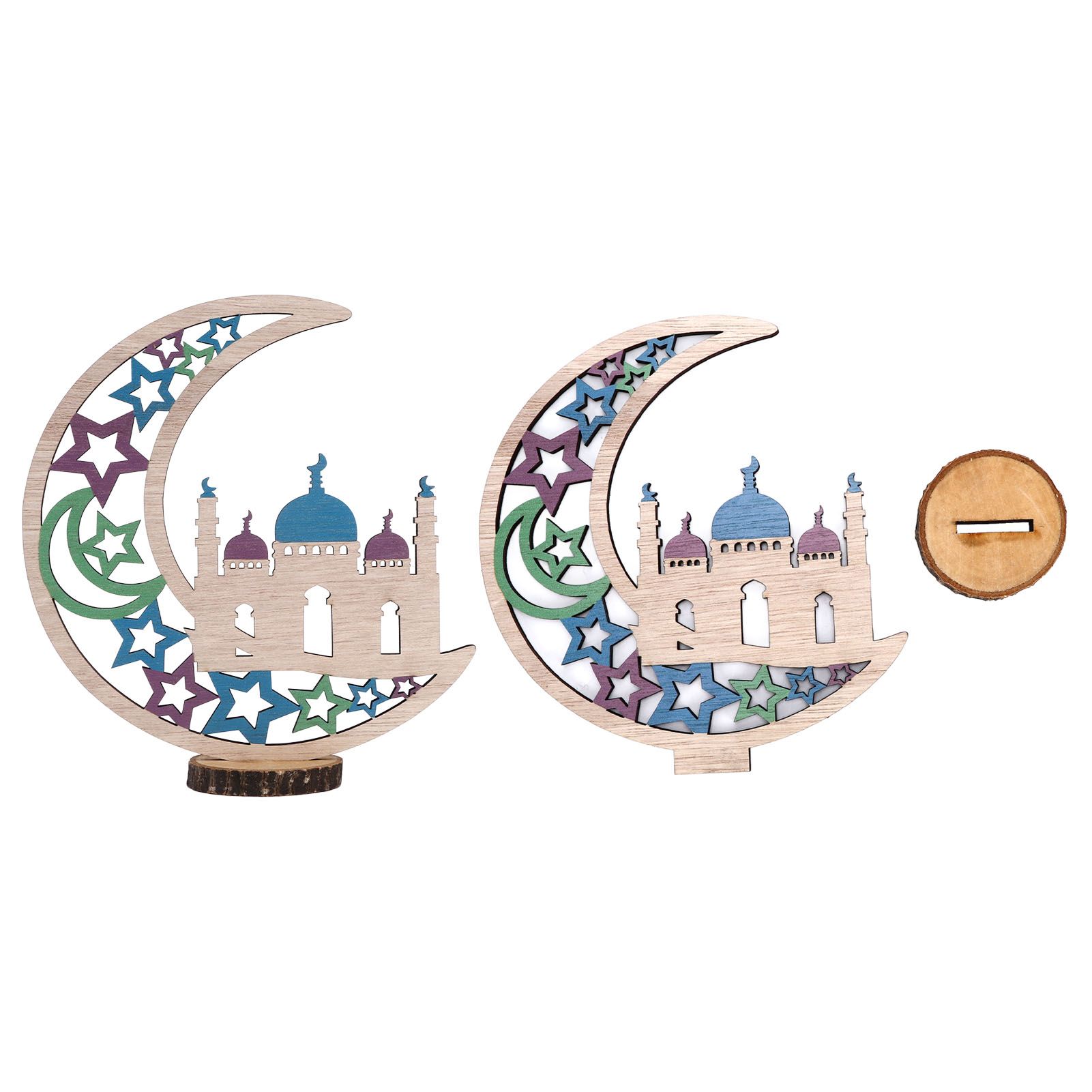 Wood Moon Ornaments Eid Mubarak Moon Decoration Enhances Festival Ambient for Home Restaurant CafeJM00454 - Image 5