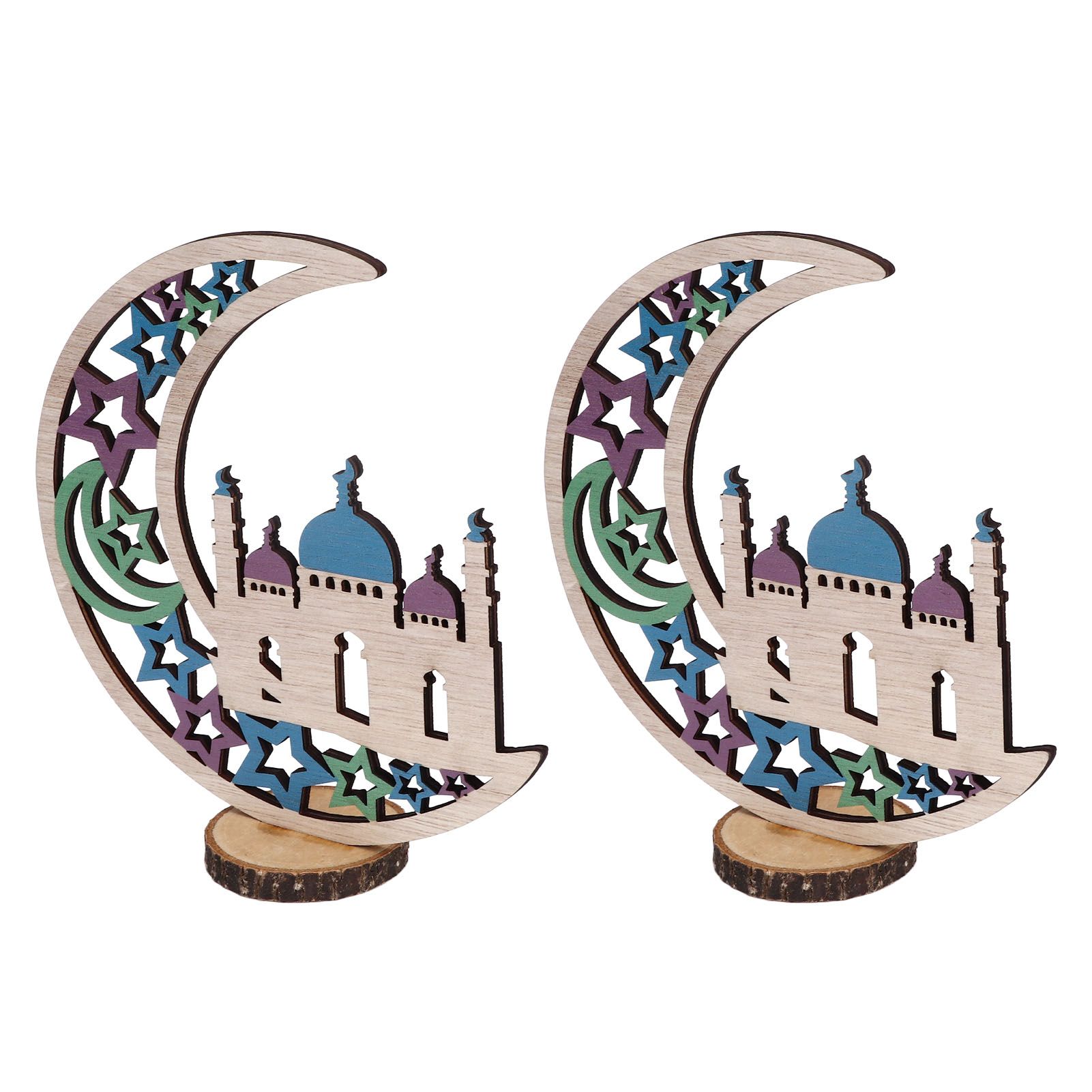 Wood Moon Ornaments Eid Mubarak Moon Decoration Enhances Festival Ambient for Home Restaurant CafeJM00454 - Image 7
