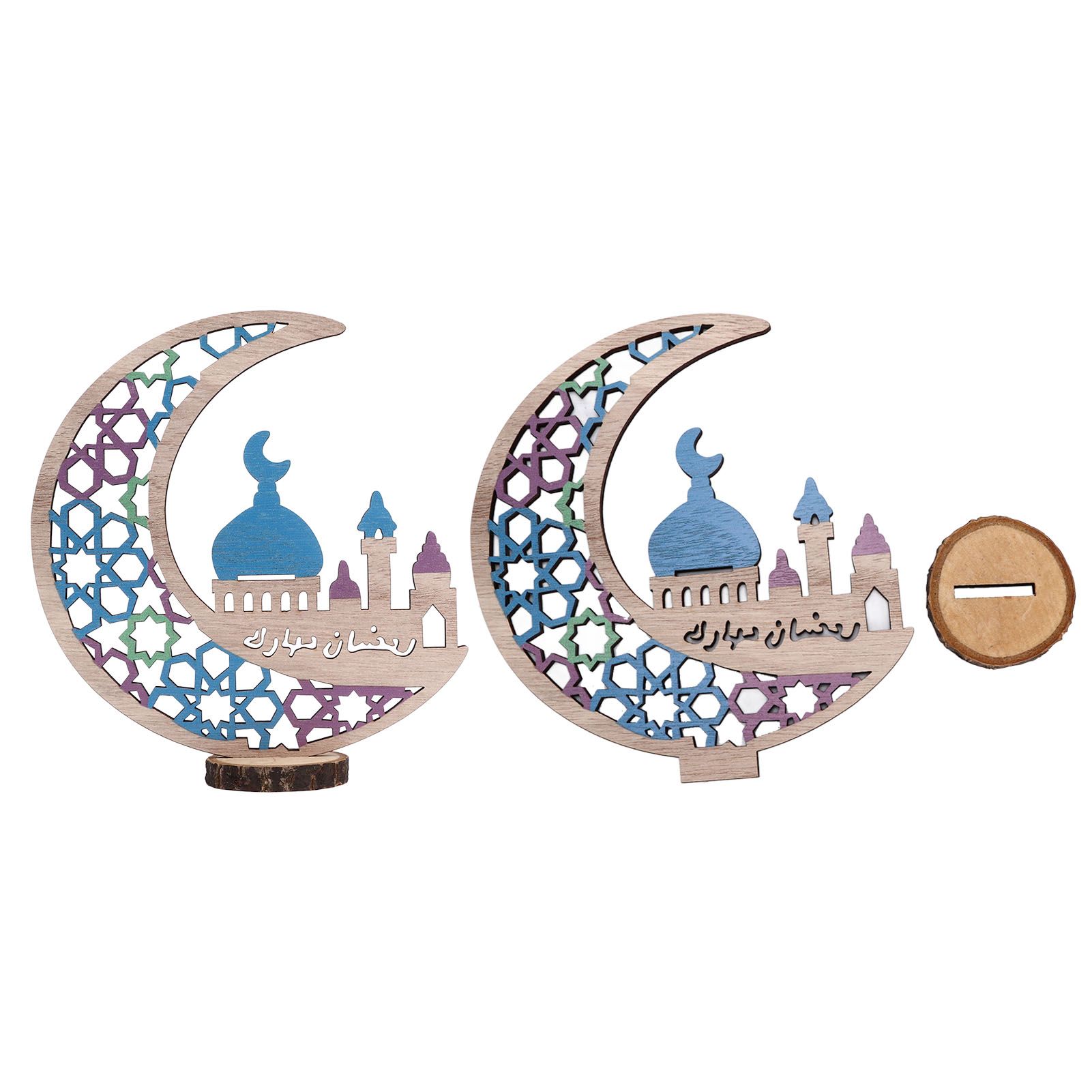 Wood Moon Ornaments Eid Mubarak Moon Decoration Enhances Festival Ambient for Home Restaurant CafeJM00444 - Image 6