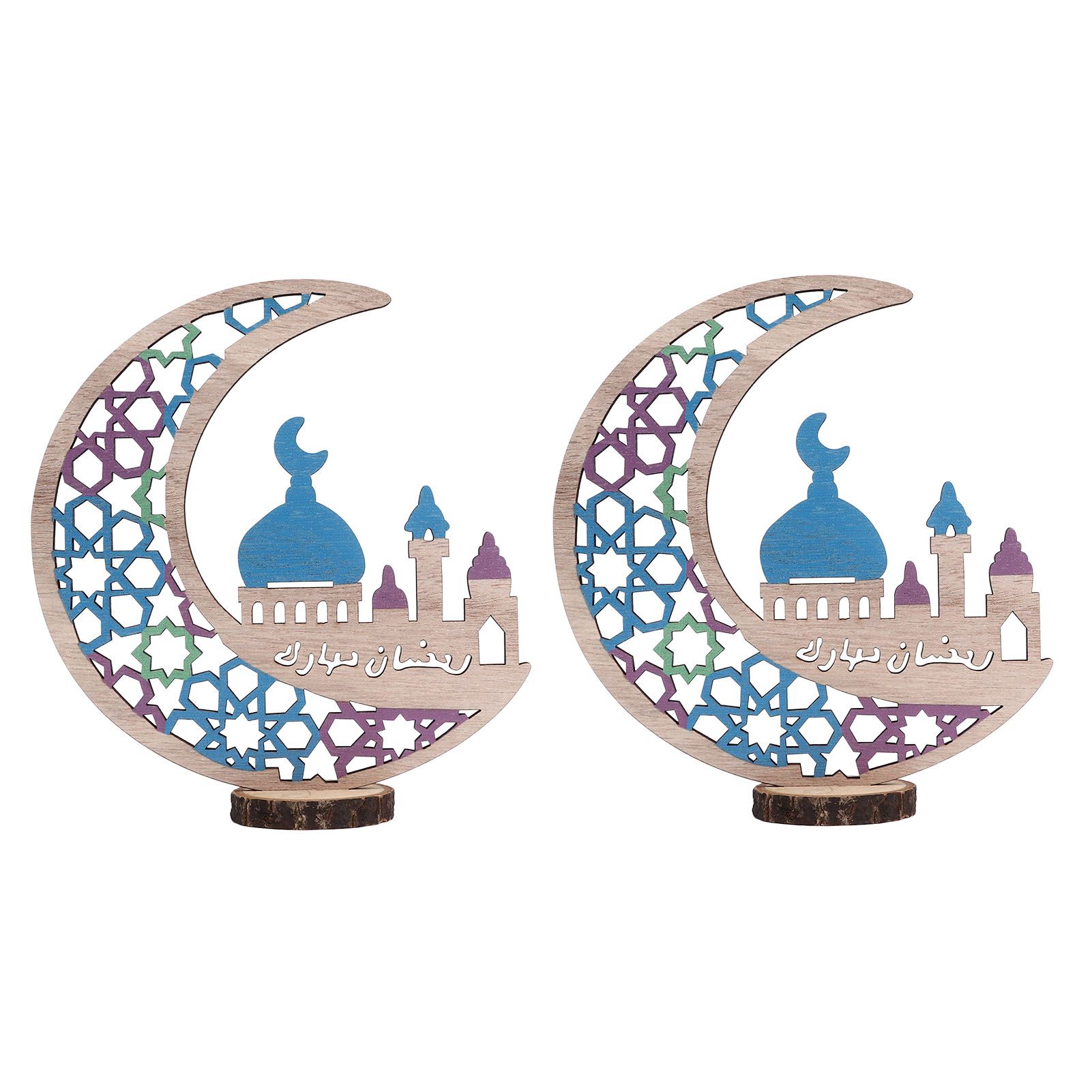 Wood Moon Ornaments Eid Mubarak Moon Decoration Enhances Festival Ambient for Home Restaurant CafeJM00444 - Image 7