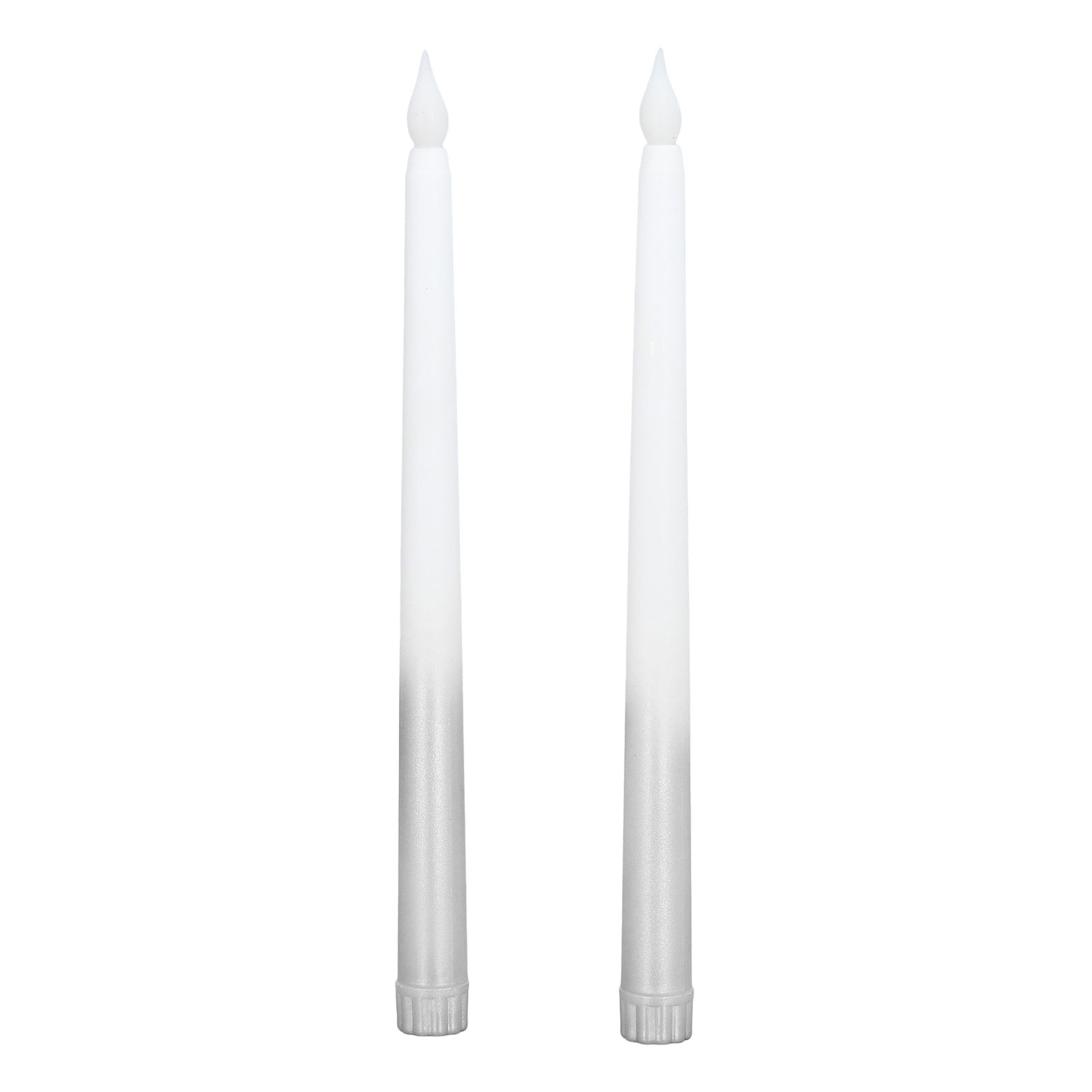 2pcs LED Taper Candles Battery Powered Flameless LED Candle Sticks for Festival Wedding Birthday Party Half Spray Silver - Image 1