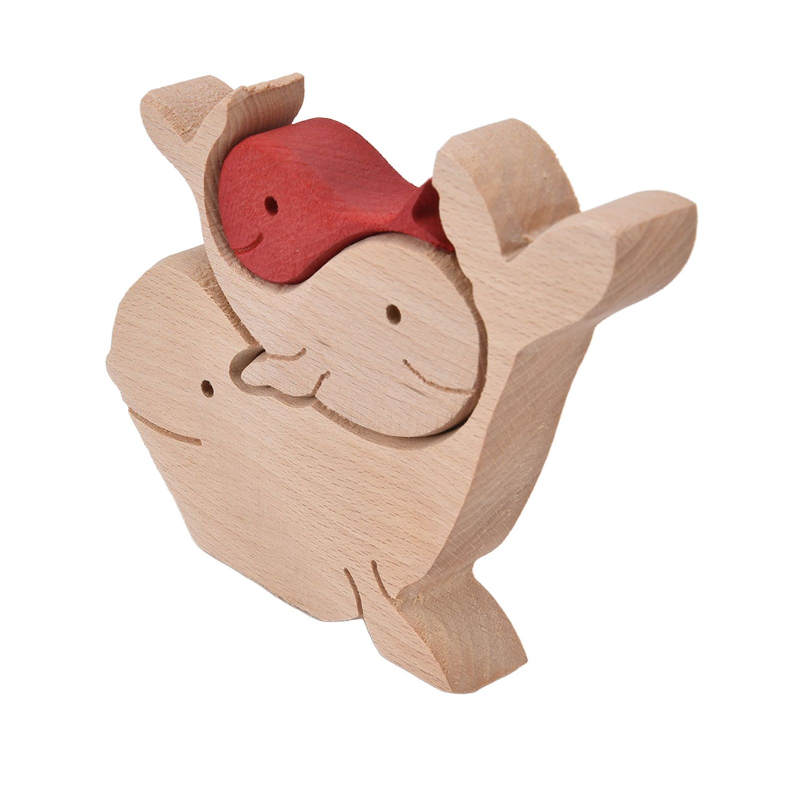 Wooden Animal Ornament Cute Shape Animal Family Handcrafted Mini Wooden Rabbits Statue for Home Decoration Gifts B11 R - Image 3