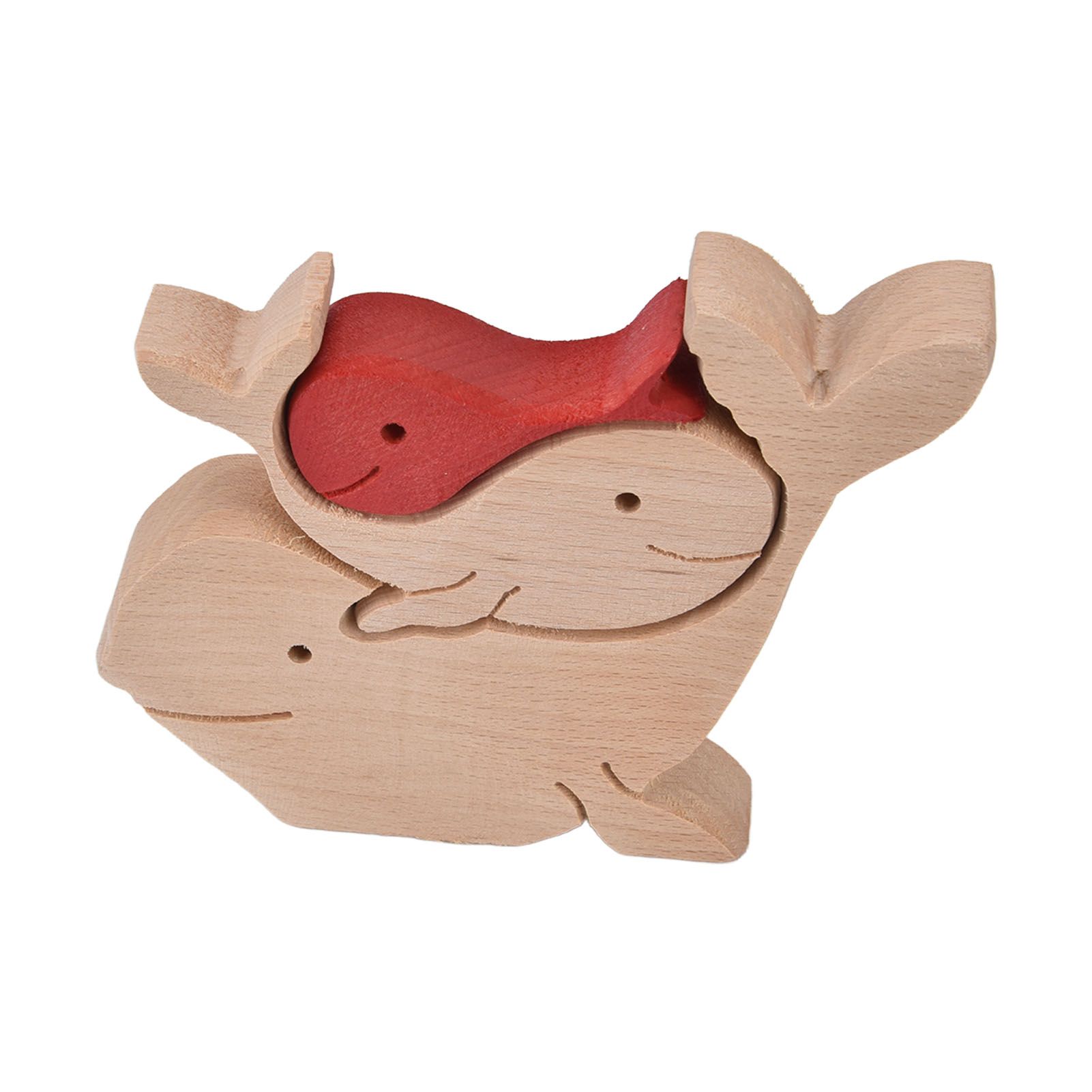 Wooden Animal Ornament Cute Shape Animal Family Handcrafted Mini Wooden Rabbits Statue for Home Decoration Gifts B11 R - Image 4