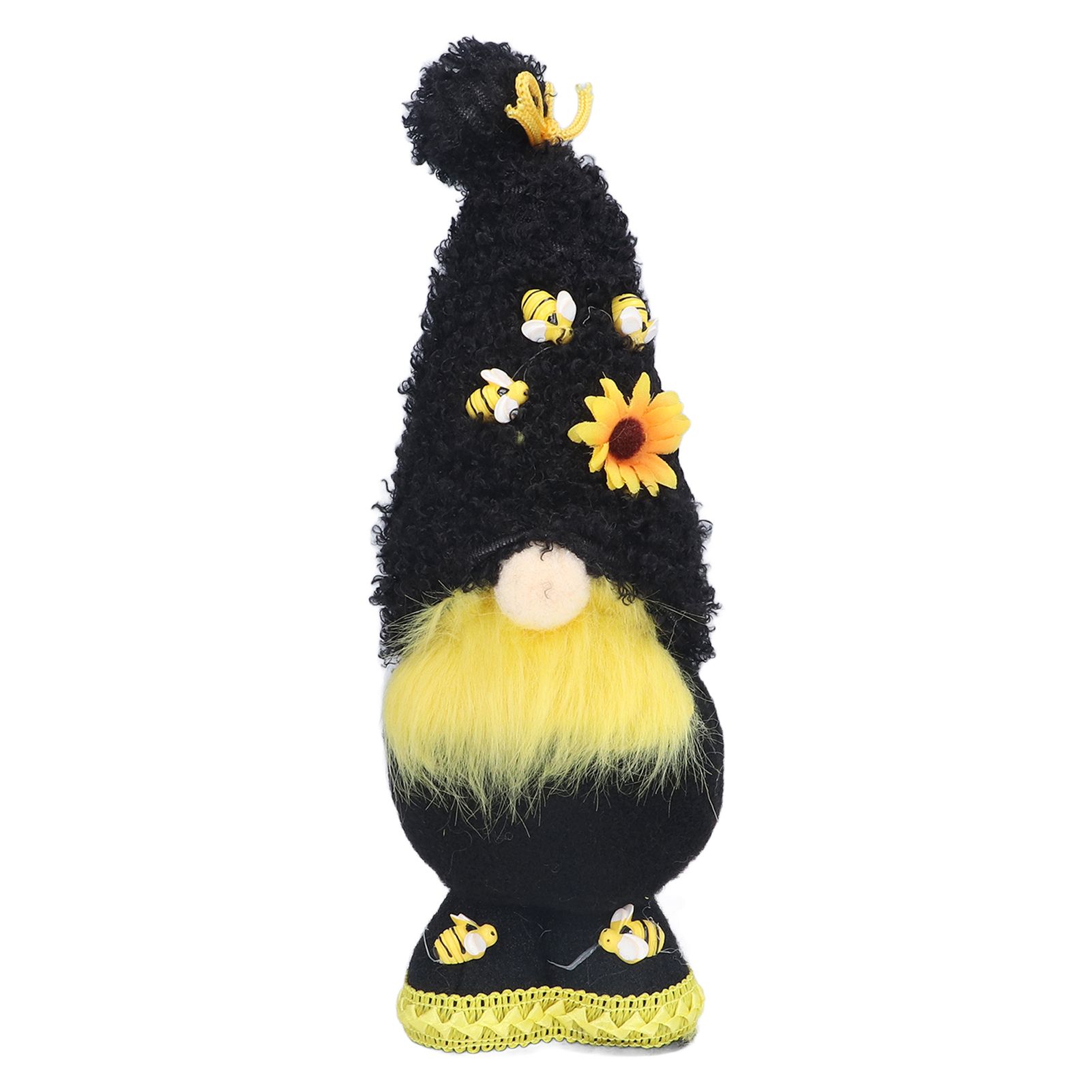 Faceless Doll Delicate Cute Mascot Plush Gnome with Yellow Sunflower Flower Gnome Doll for Easter Wedding Birthday Black - Image 1