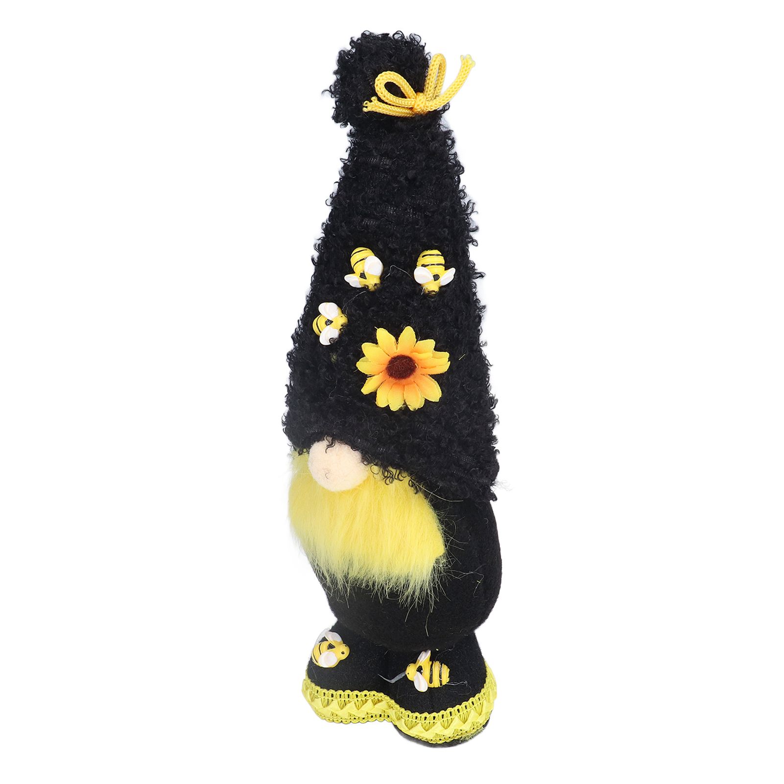 Faceless Doll Delicate Cute Mascot Plush Gnome with Yellow Sunflower Flower Gnome Doll for Easter Wedding Birthday Black - Image 2