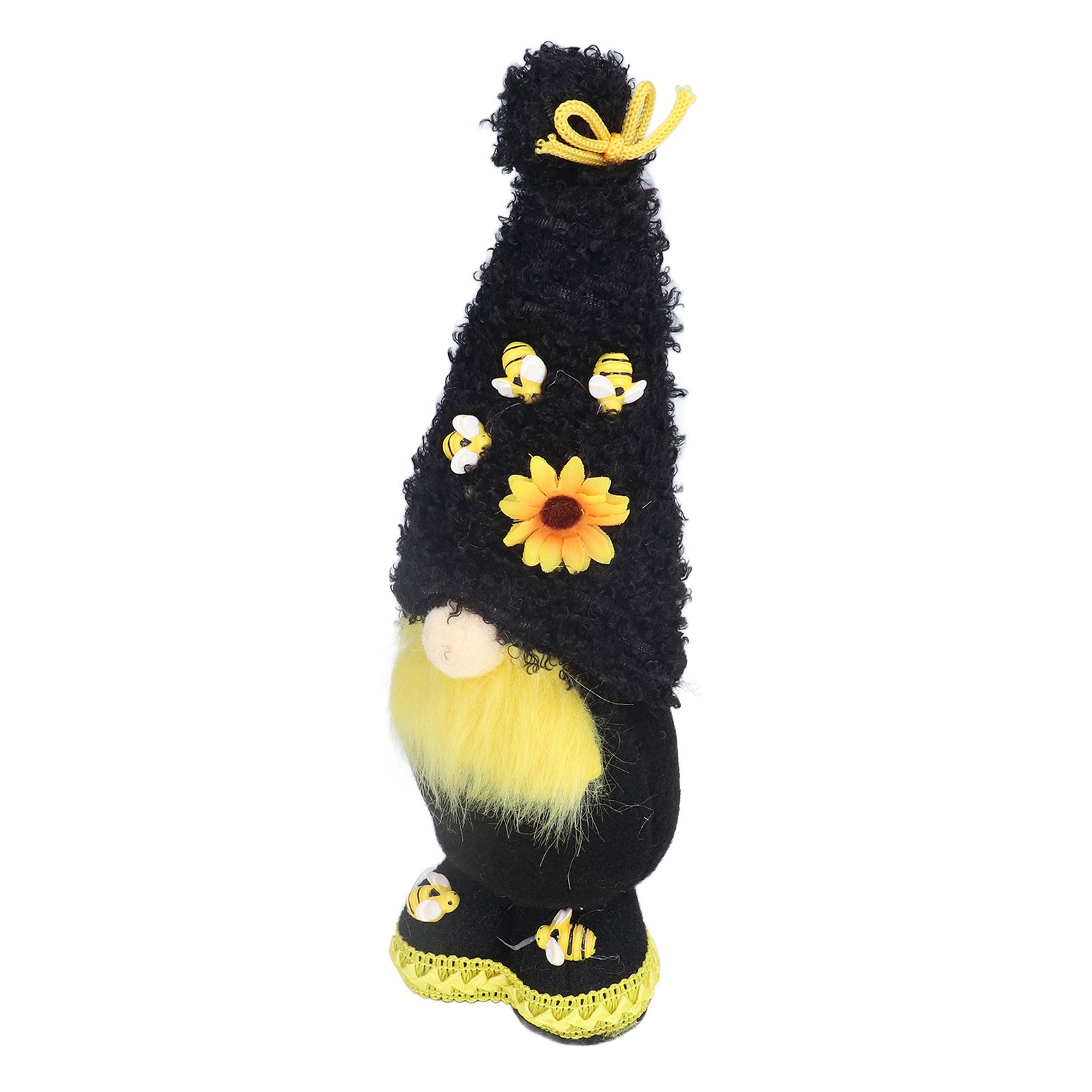 Faceless Doll Delicate Cute Mascot Plush Gnome with Yellow Sunflower Flower Gnome Doll for Easter Wedding Birthday Black - Image 3