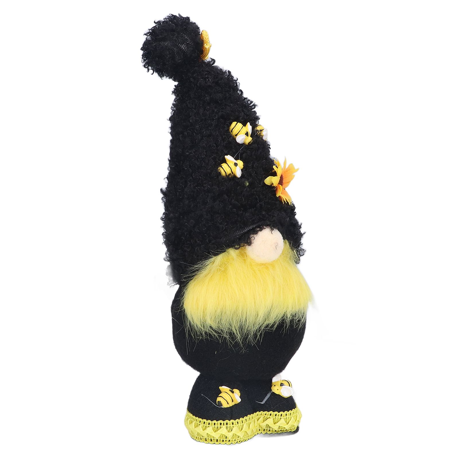 Faceless Doll Delicate Cute Mascot Plush Gnome with Yellow Sunflower Flower Gnome Doll for Easter Wedding Birthday Black - Image 5