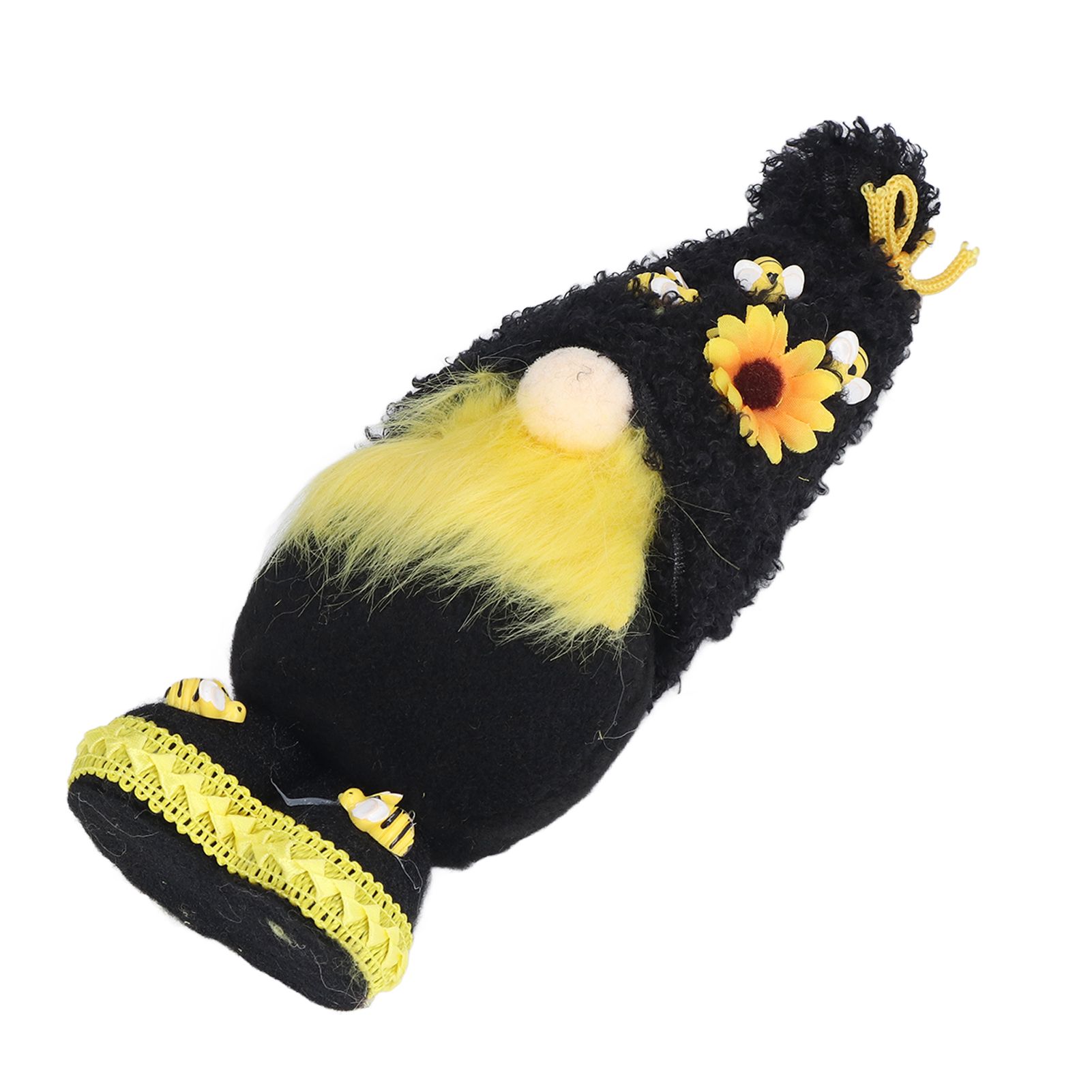 Faceless Doll Delicate Cute Mascot Plush Gnome with Yellow Sunflower Flower Gnome Doll for Easter Wedding Birthday Black - Image 6
