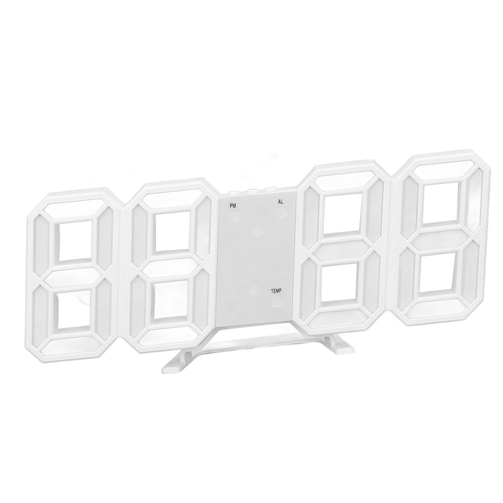 3D LED Wall Clock Minimalist White Frame Digital Wall Alarm Clock Timer with Temperature for Home Livingroom Green Word - Image 3