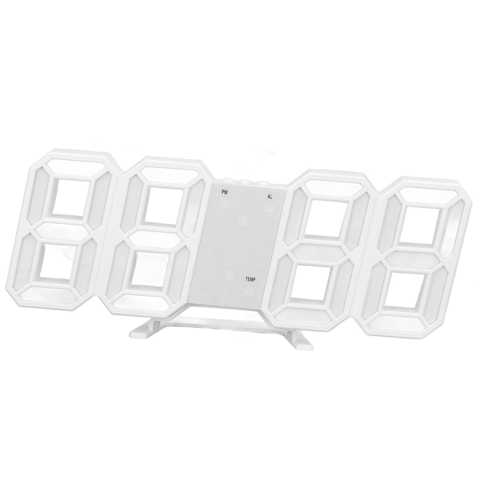 3D LED Wall Clock Minimalist White Frame Digital Wall Alarm Clock Timer with Temperature for Home Livingroom Green Word - Image 4