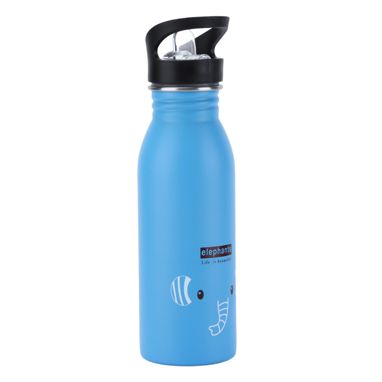 Stainless Steel Sport Water Bottle 500ml Cute Vacuum Insulated Water Bottle with Sucking Mouth for Outdoor SportsBlue Elephant - Image 2