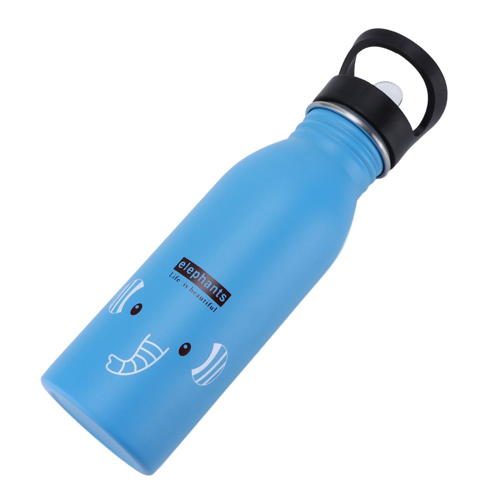 Stainless Steel Sport Water Bottle 500ml Cute Vacuum Insulated Water Bottle with Sucking Mouth for Outdoor SportsBlue Elephant - Image 3