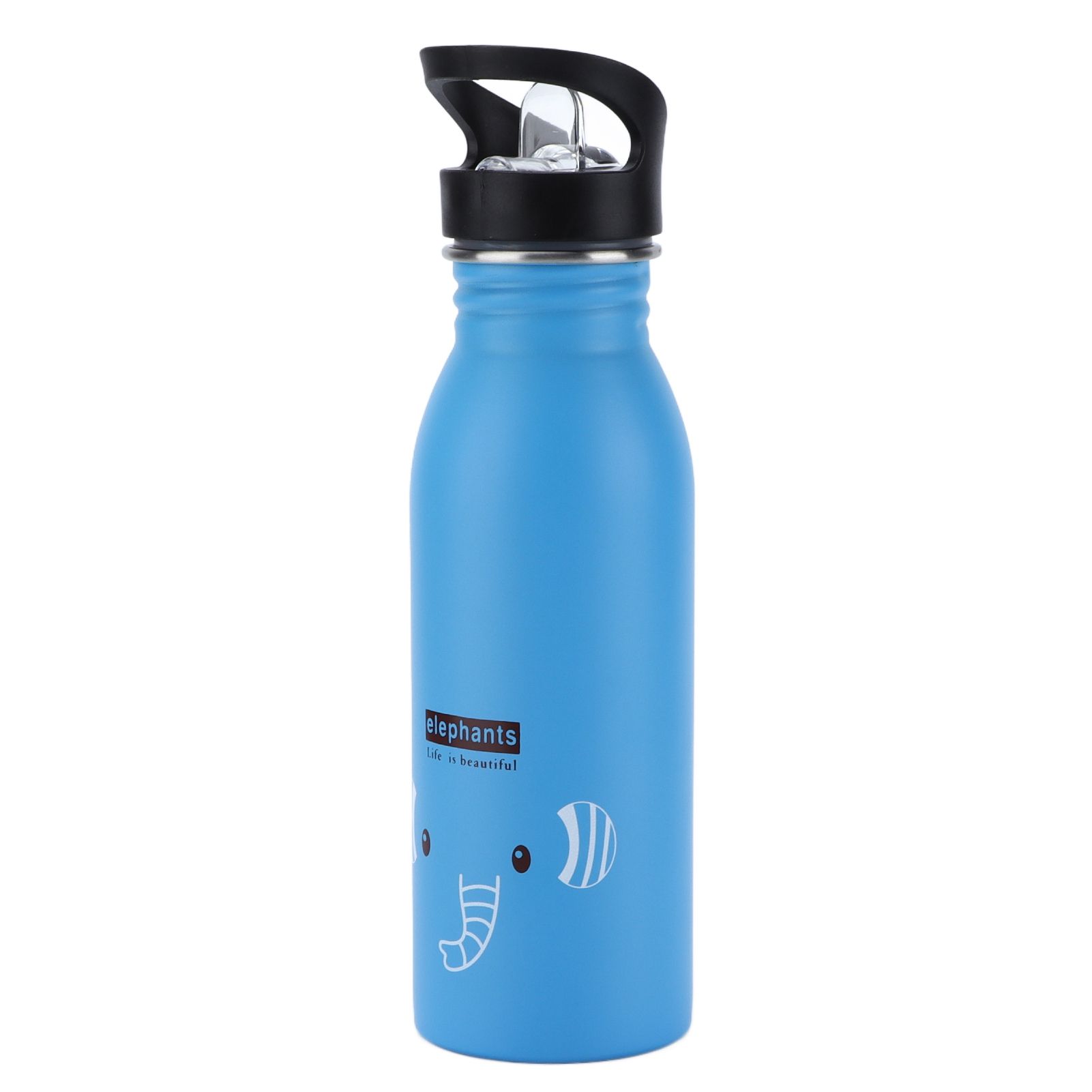 Stainless Steel Sport Water Bottle 500ml Cute Vacuum Insulated Water Bottle with Sucking Mouth for Outdoor SportsBlue Elephant - Image 4