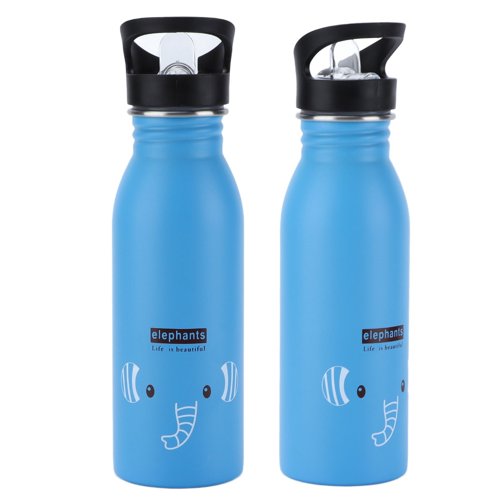Stainless Steel Sport Water Bottle 500ml Cute Vacuum Insulated Water Bottle with Sucking Mouth for Outdoor SportsBlue Elephant - Image 7