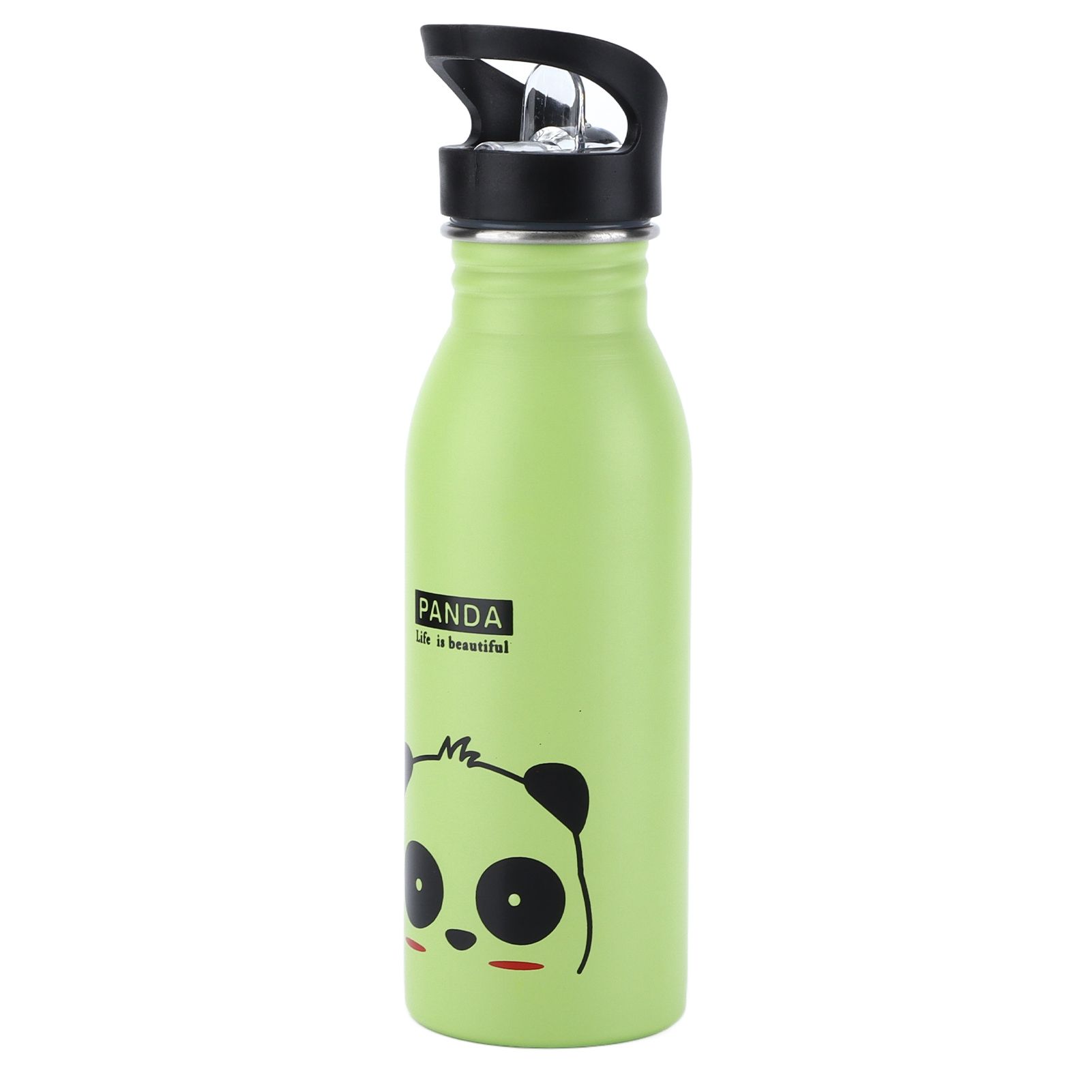 Stainless Steel Sport Water Bottle 500ml Cute Vacuum Insulated Water Bottle with Sucking Mouth for Outdoor SportsGreen Panda - Image 2