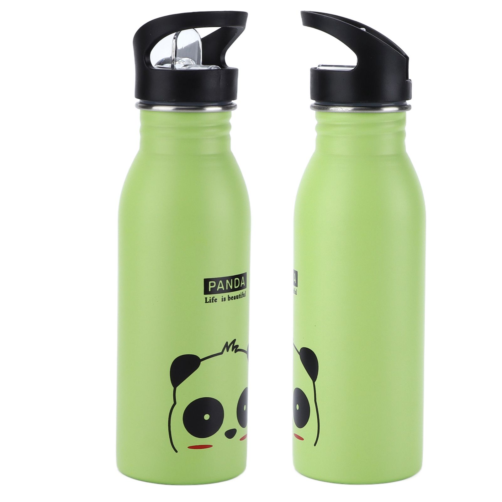 Stainless Steel Sport Water Bottle 500ml Cute Vacuum Insulated Water Bottle with Sucking Mouth for Outdoor SportsGreen Panda - Image 8