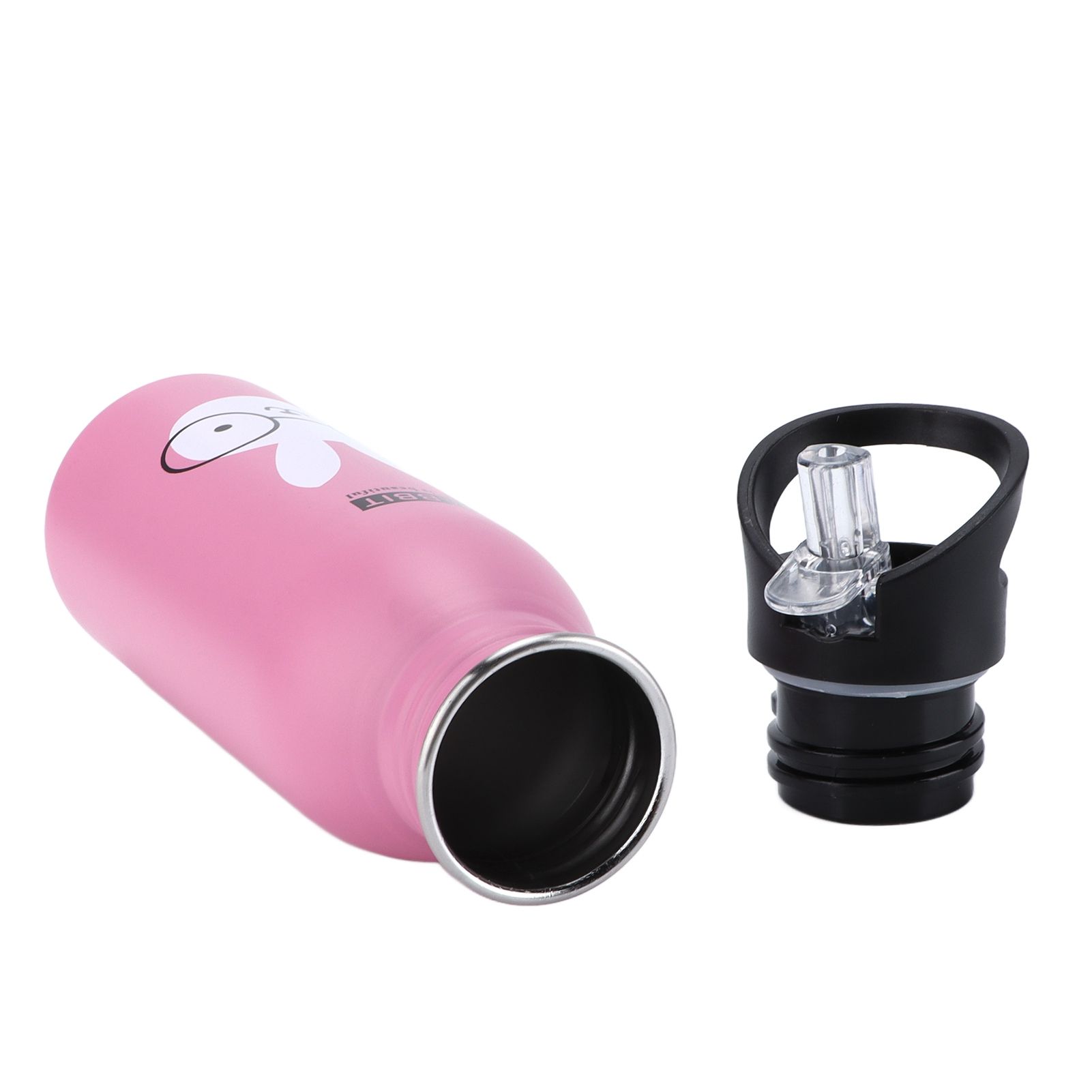 Stainless Steel Sport Water Bottle 500ml Cute Vacuum Insulated Water Bottle with Sucking Mouth for Outdoor SportsPink Bunny - Image 2