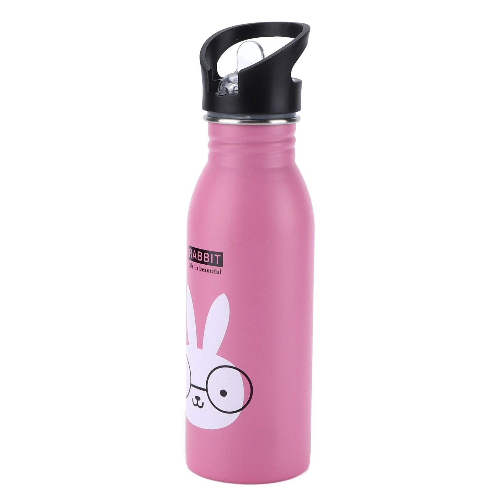 Stainless Steel Sport Water Bottle 500ml Cute Vacuum Insulated Water Bottle with Sucking Mouth for Outdoor SportsPink Bunny - Image 5