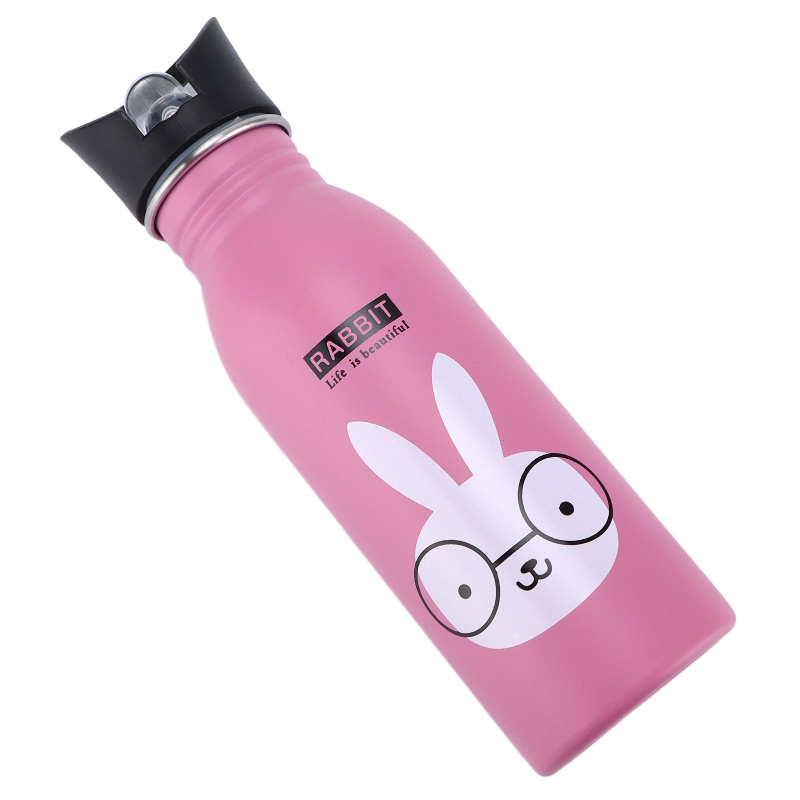 Stainless Steel Sport Water Bottle 500ml Cute Vacuum Insulated Water Bottle with Sucking Mouth for Outdoor SportsPink Bunny - Image 6