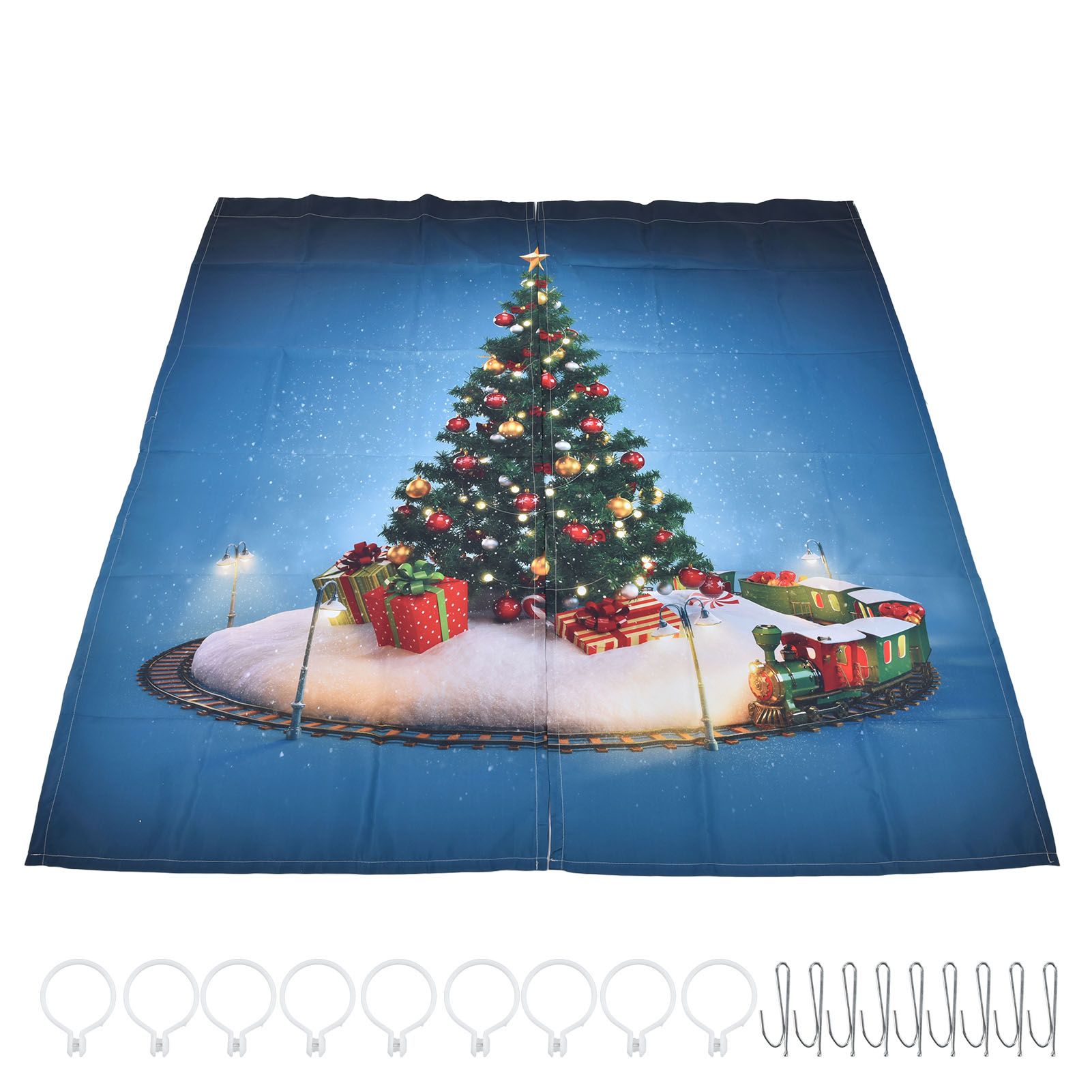 Christmas 3D Digital Printing Curtains House Decor Shading Curtains with Christmas Tree for Living Room Bedroom150x166cm / 59.1x65.4in - Image 1