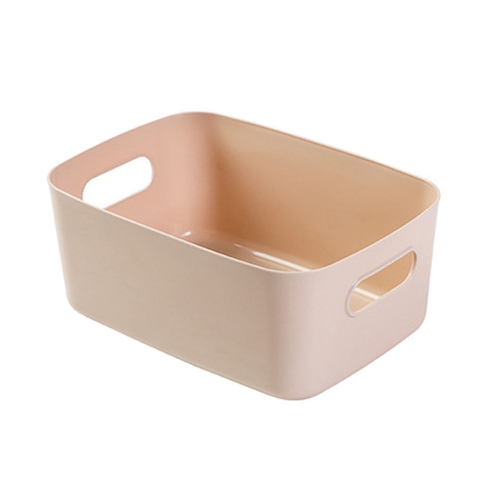 Desktop Storage Basket PP Cosmetic Storages Box Desktops Sundries Organizer with Handle for HouseholdMedium Apricot - Image 1