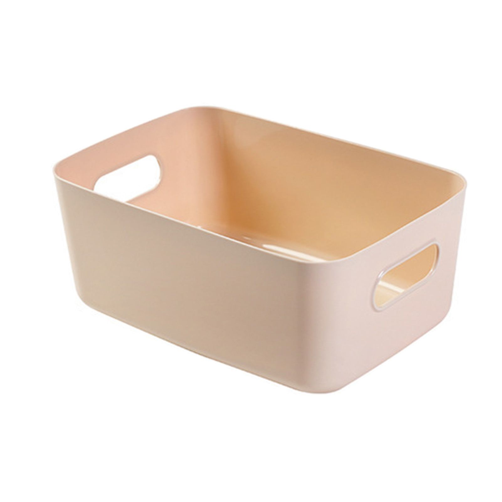 Desktop Storage Basket PP Cosmetic Storages Box Desktops Sundries Organizer with Handle for HouseholdLarge Apricot - Image 1