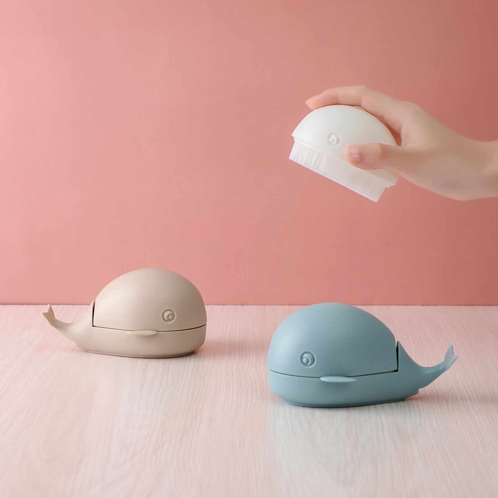 Clothes Cleaning Brush Soft Bristles Cute Whale Shape Portable Shoes Scrubbing Brush for Home TravelBeige - Image 2