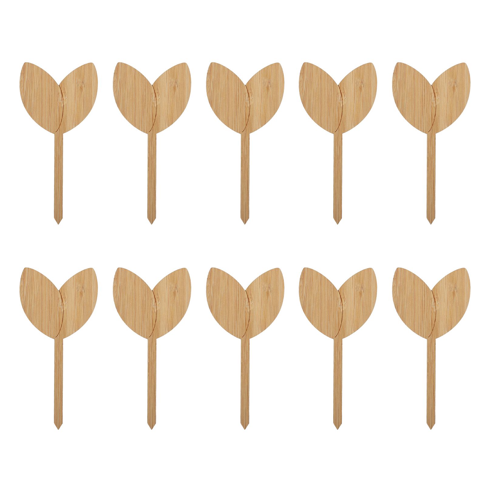 10pcs Plant Labels Bamboo Material Easy Writing 1/8 in Thickness Decorative Garden Markers for GardenerLeaf Shape - Image 1