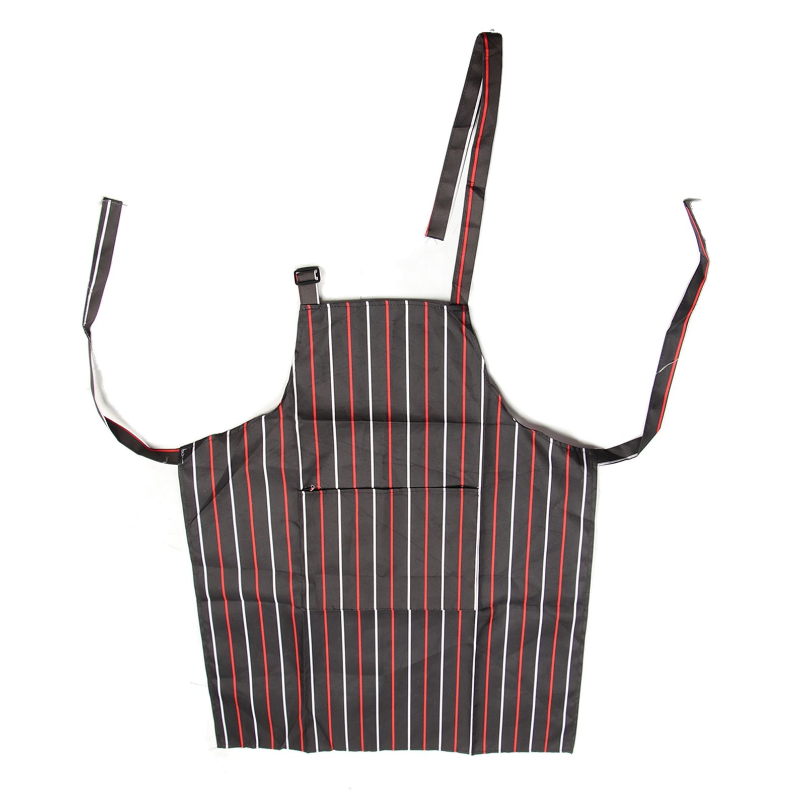 Bib Apron Waterproof Adjustable Kitchen Cooking Aprons with Dual Pockets for Kitchens Restaurants BakersRed and White Bars - Image 1